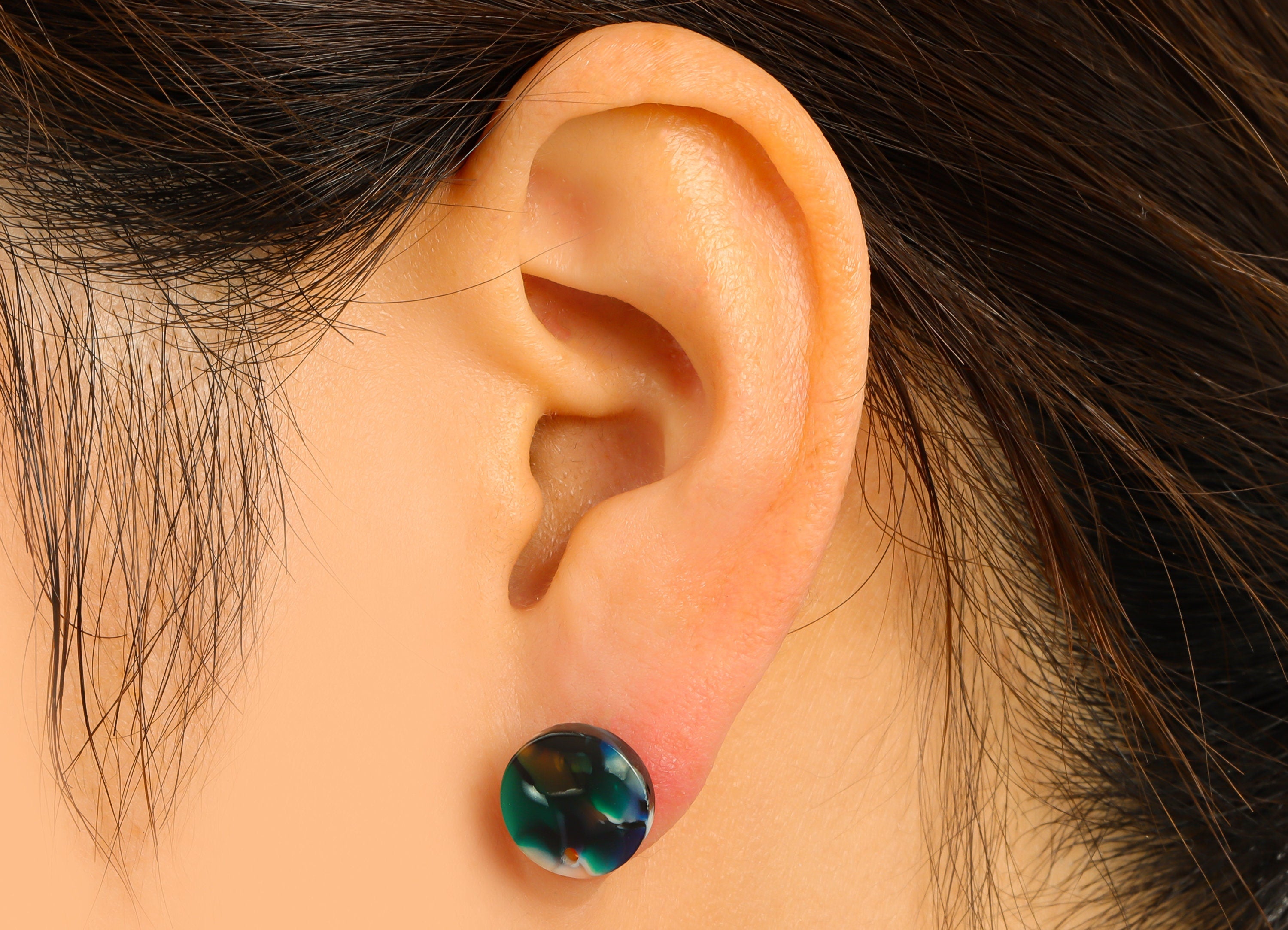 Acrylic Round Earring Stud - Acrylic Circle Earring Post - 316 Surgical Stainless Steel - Color Code: A893 - 11.75x11.69x2.4mm - AC1139-A893 - DOMEDBAZAAR