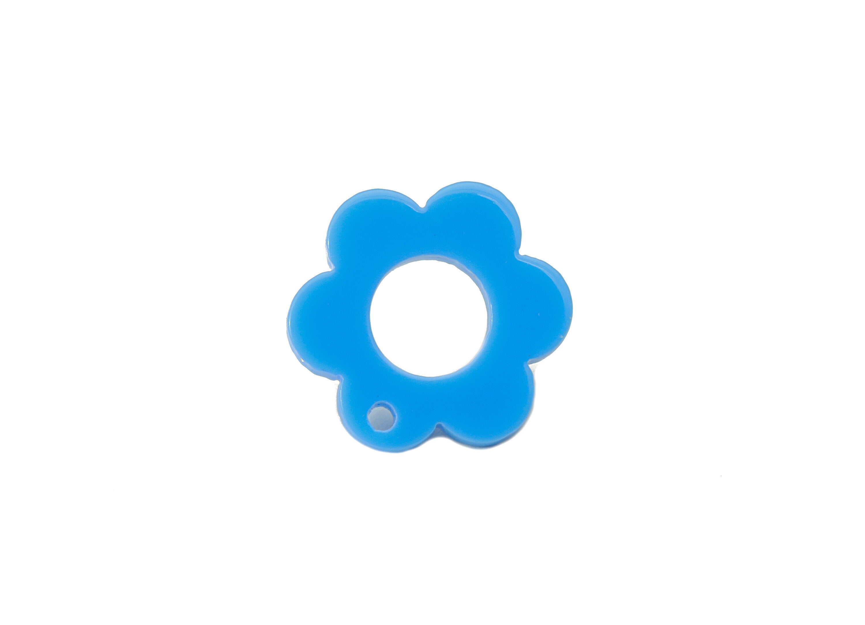 Acrylic Flower Earring Stud - Matte Blue Earring Post - Blue Flower Earring Post - Flower Ring - Color Code: A722-17x12x2mm-AC2428-A722 - DOMEDBAZAAR