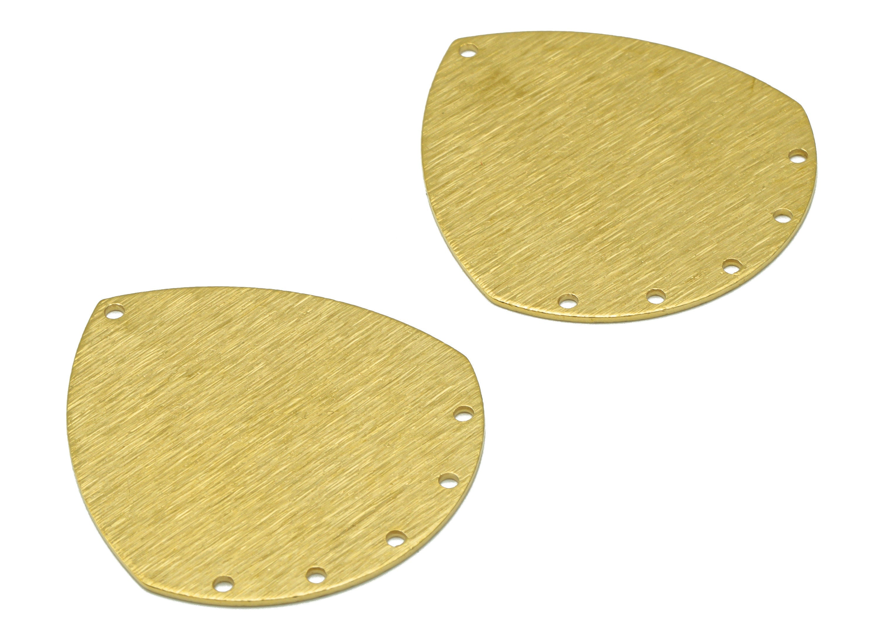 Brass Shield Connector - Raw Brass Teardrop Pendant - Textured Geometry Earring Charm - For Necklace - 36x33x0.77mm - PP8155 - DOMEDBAZAAR