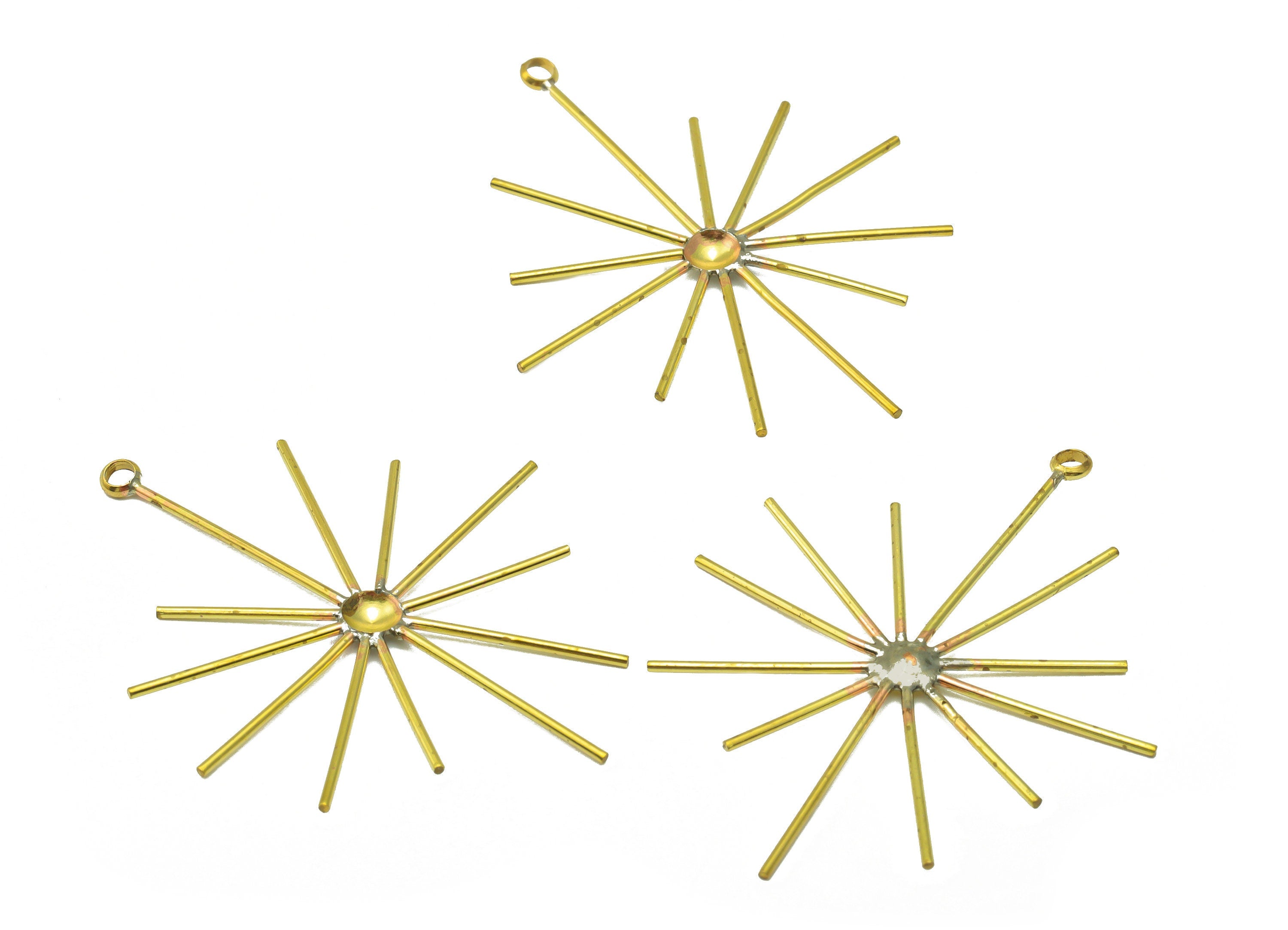 Brass Sun Earring Charm - Raw Brass Gamma Ray Pendant - Brass Sunshine Charm for Necklace - Star Earring Wire - 42.56x 34.15x1.44mm- PP3311 - DOMEDBAZAAR