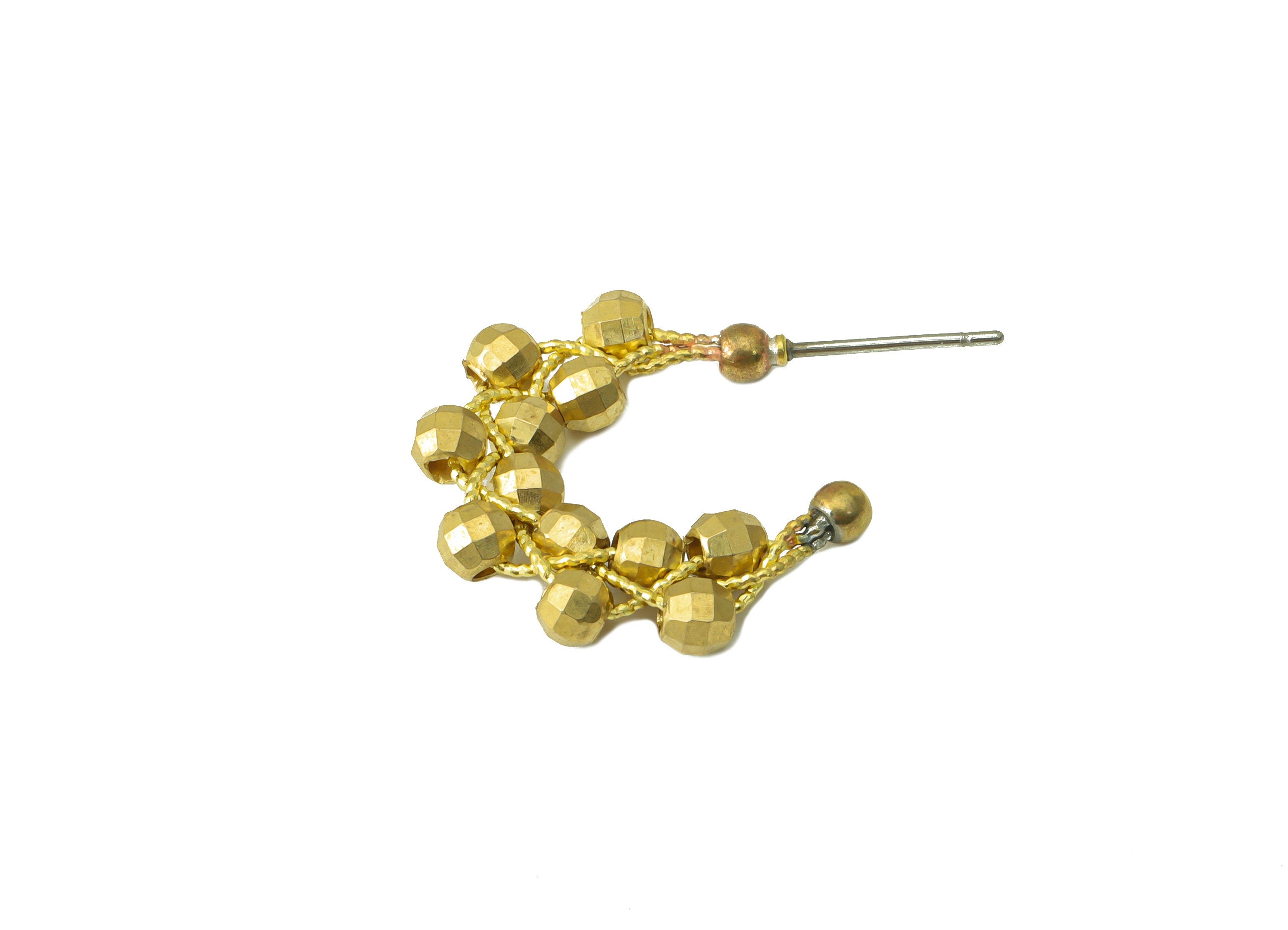 Brass Bead Earring Stud -Raw Brass C Hoop Bead - Wrapping Bead Stud - Beaded Brass Wire Earring Hoop -Jewelry Supplies - 29x22x3.8mm-PP8484 - DOMEDBAZAAR