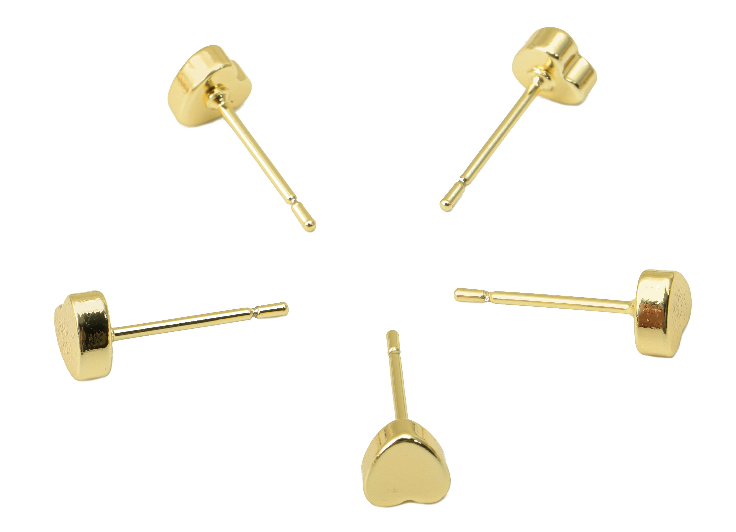 Brass Heart Earring Stud - Brass Mini Heart Earring Post - Gold Heart Post - Stud Earring -18K Real Gold Plated - 5x5x 2.11mm- RGP6352 - DOMEDBAZAAR