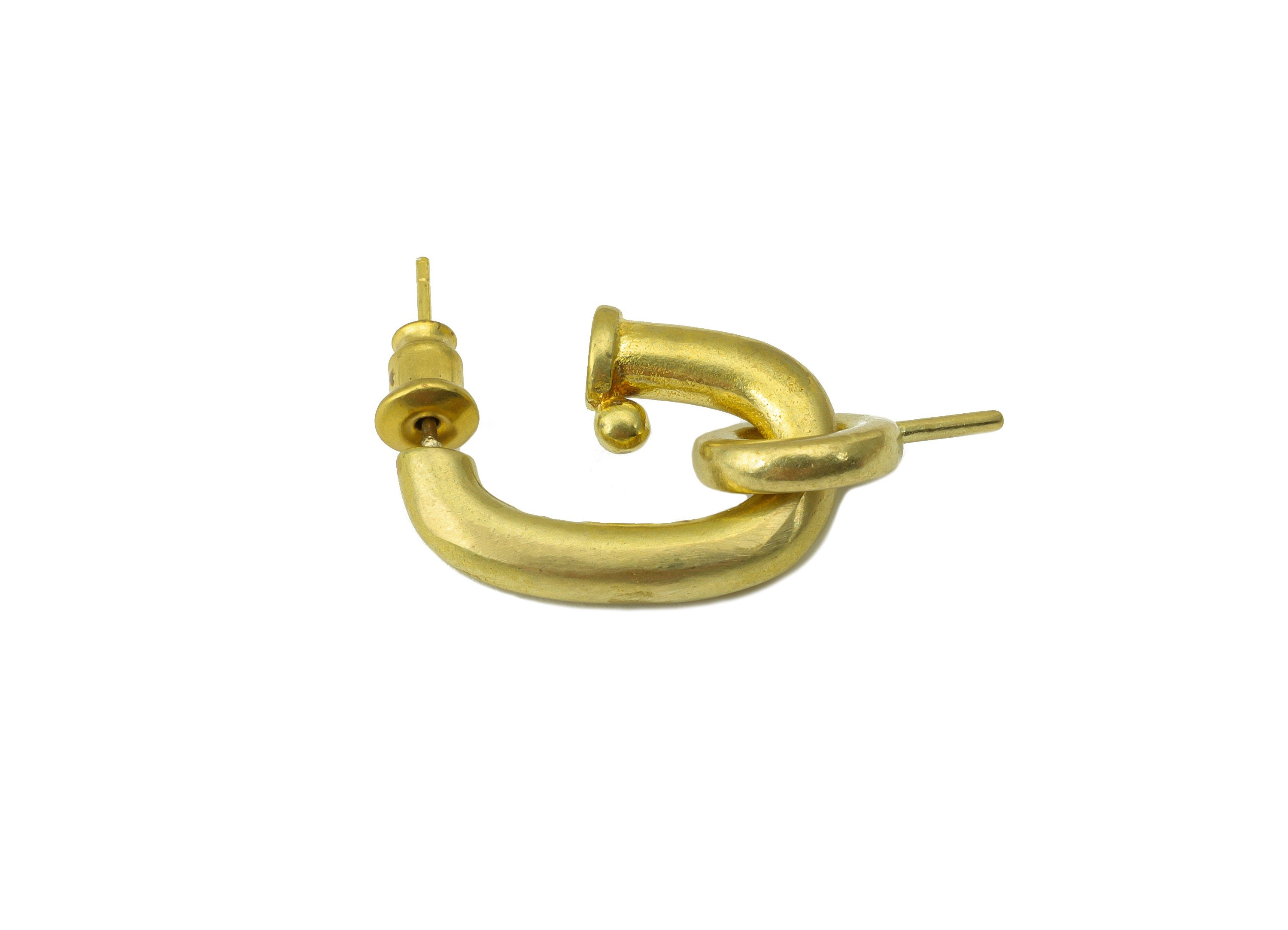 Brass Waterpipe Earring Post - Raw Brass Earring For Pearl - Earring Post For Bead - Jewelry Supplies - 21.96x17.88x3.76mm-PP8485 - DOMEDBAZAAR