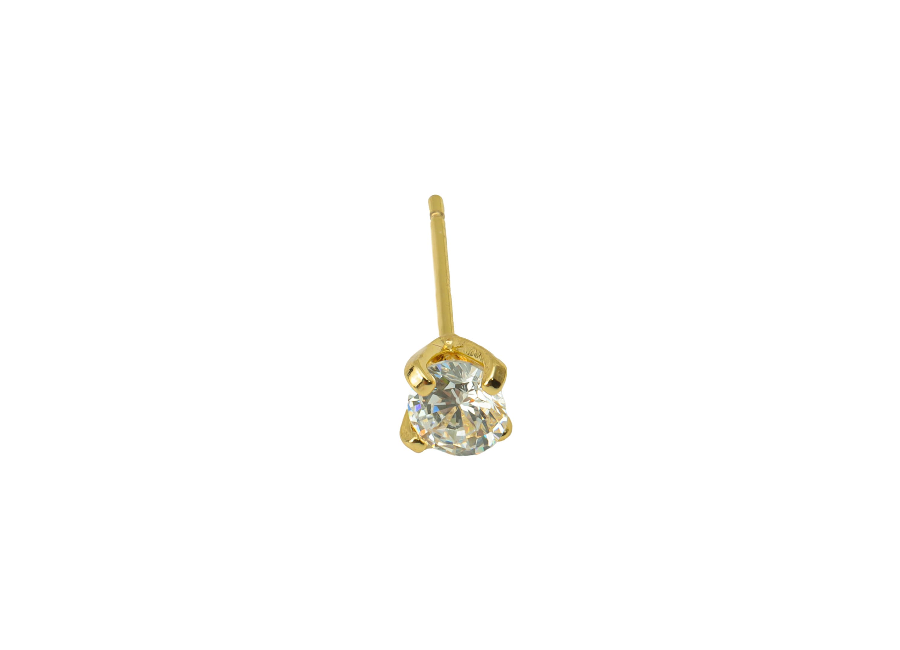 Brass Round Earring Stud - Brass CZ Earring Post - Minimalist Earring - Cubic Zirconia Stud -18K Real Gold Plated - 5.2x5.2x3.64mm- RGP6446 - DOMEDBAZAAR