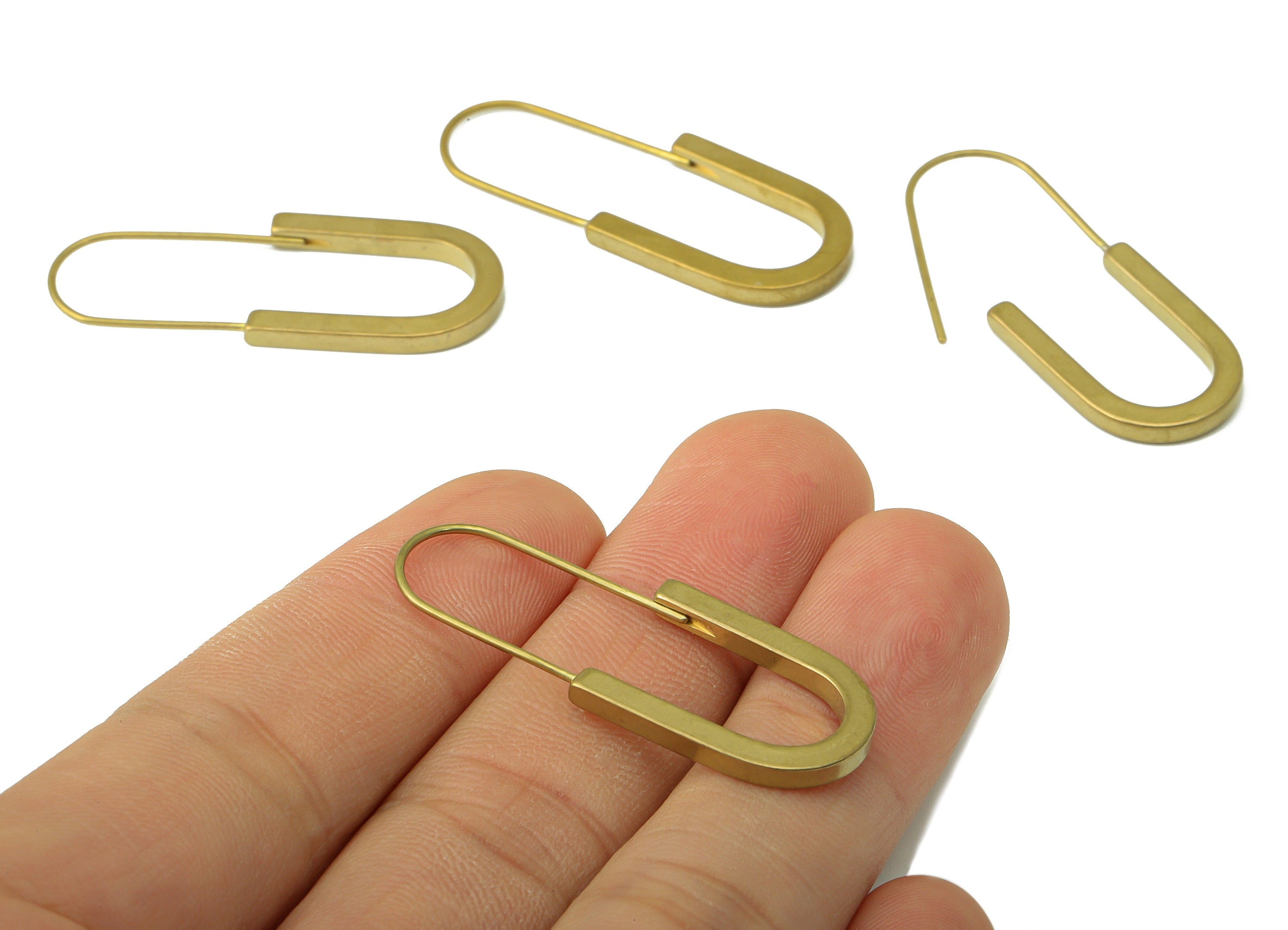 Brass U Dangle Earring Wire - Raw Brass Earring Wire Clasp - Brass Oval Earrings Hoop Clasp - Jewelry Supplies - 40.01x15.05x2.48mm-PP8423 - DOMEDBAZAAR