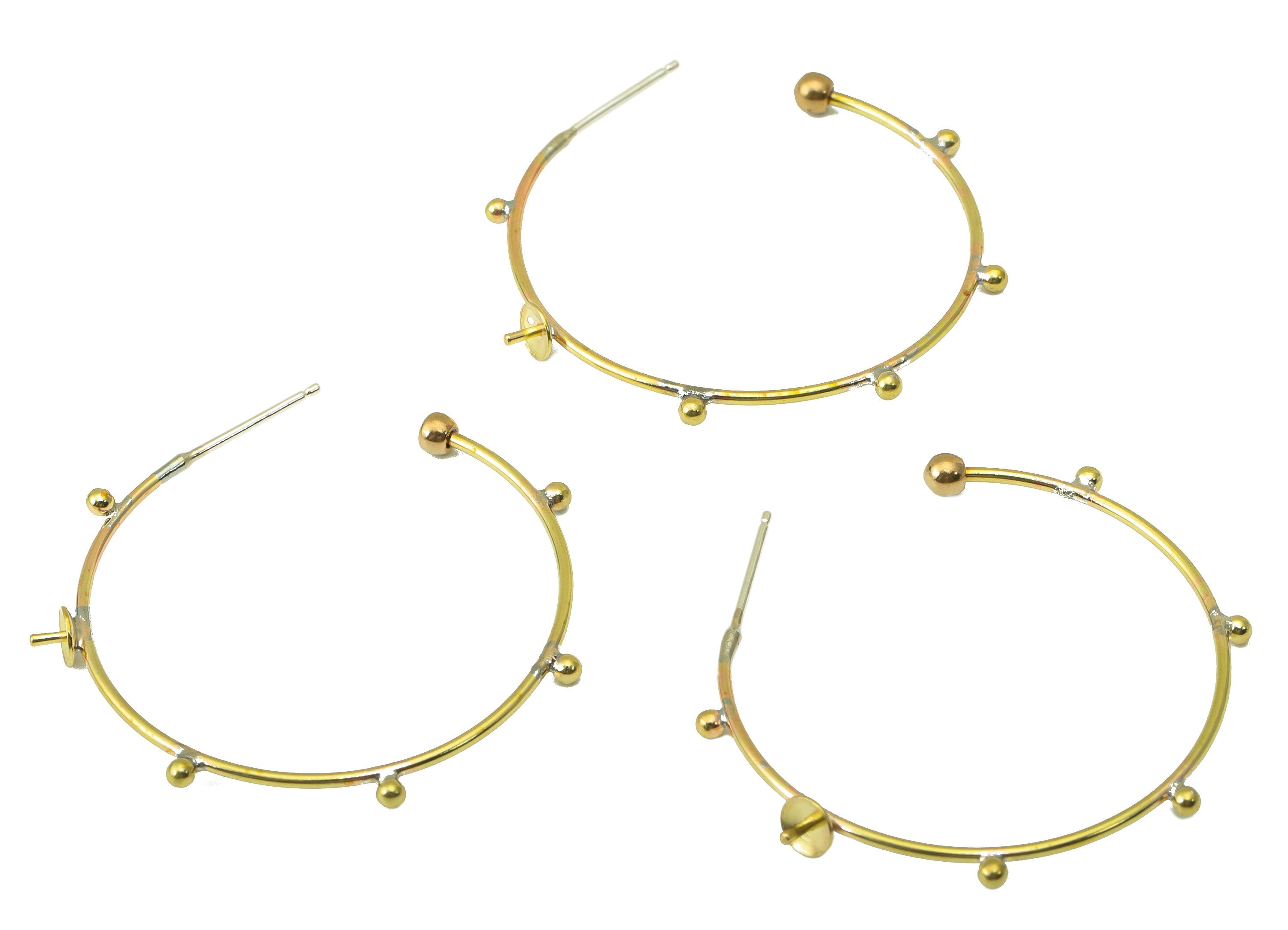Brass Open Earring Hoop - Raw Brass Earring Hoop For Beads For pearls - Brass C Hoop Earring - Jewelry Supplies- 35.06x35.78x1.87mm-PP8424 - DOMEDBAZAAR