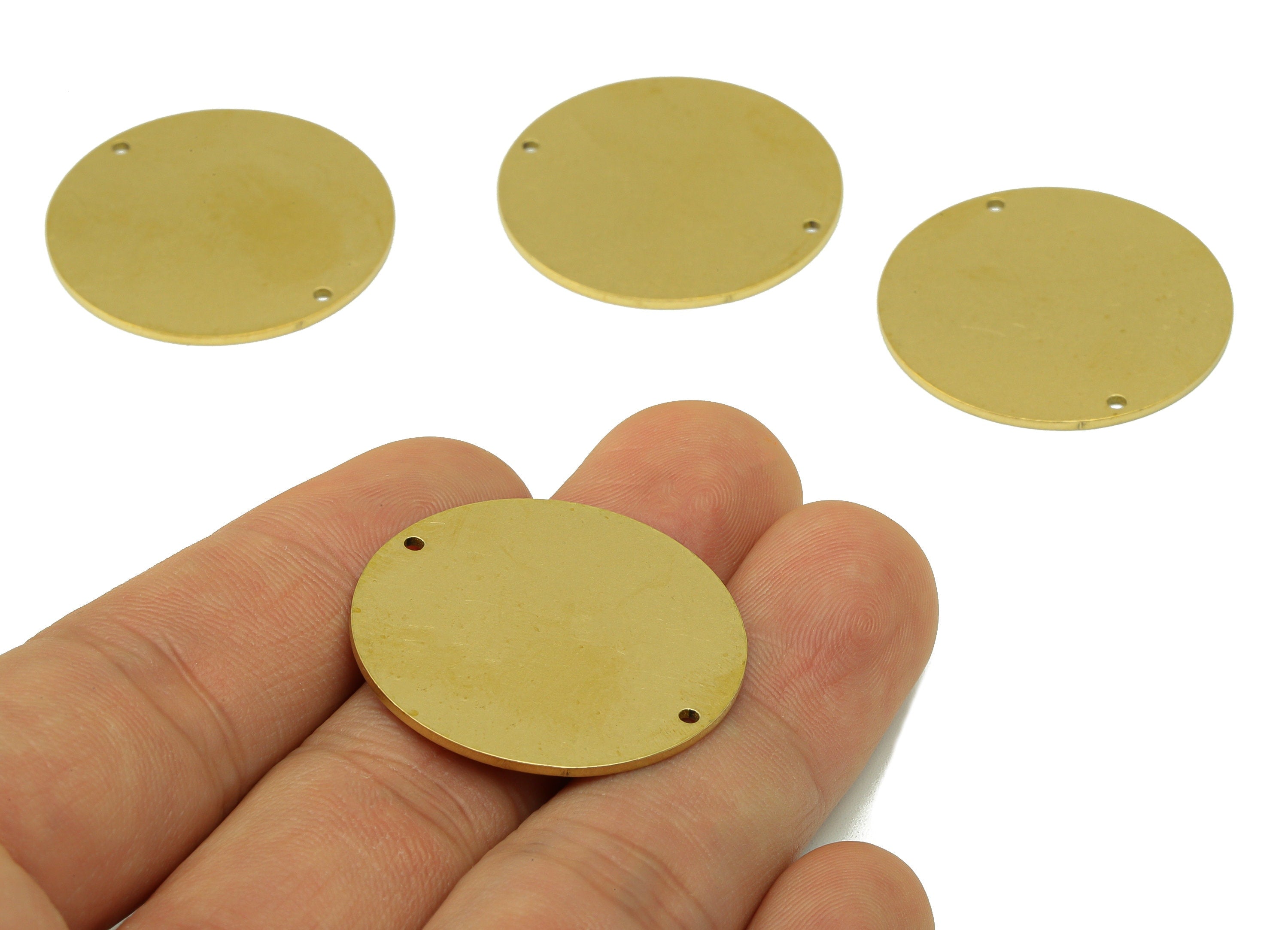 Brass Personalized Stamping blank - Brass Round Connector - Raw Brass Round Connector - Brass Circle Connector - 30.13x29.98x1mm - PP8603 - DOMEDBAZAAR