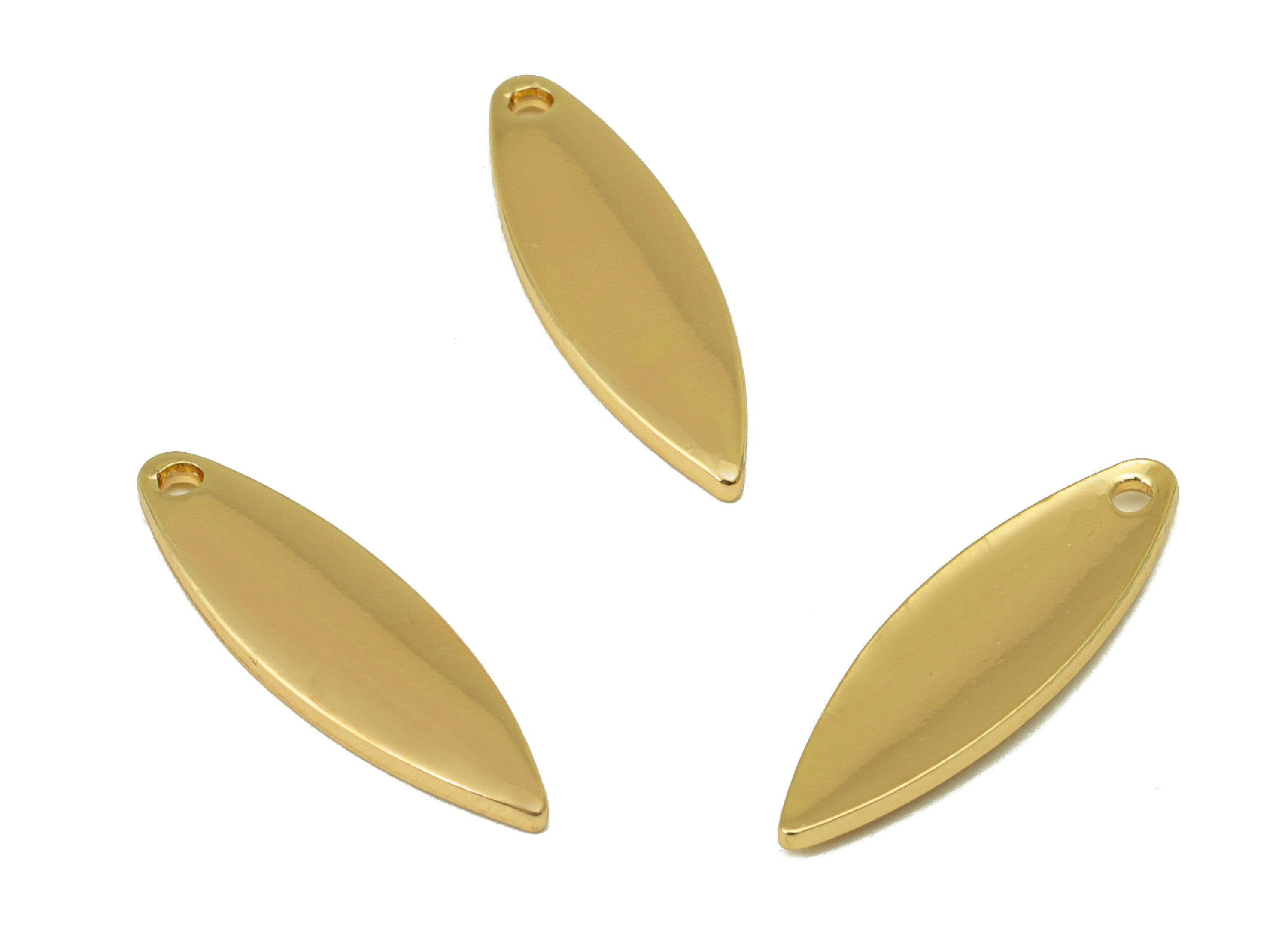 Brass Earring Charm - Semi Marquise Earring Charm - Marquise Necklace- Brass Pendant - 18K Real Gold Plating - 17.63x5.15x 1.28mm - RGP6697 - DOMEDBAZAAR