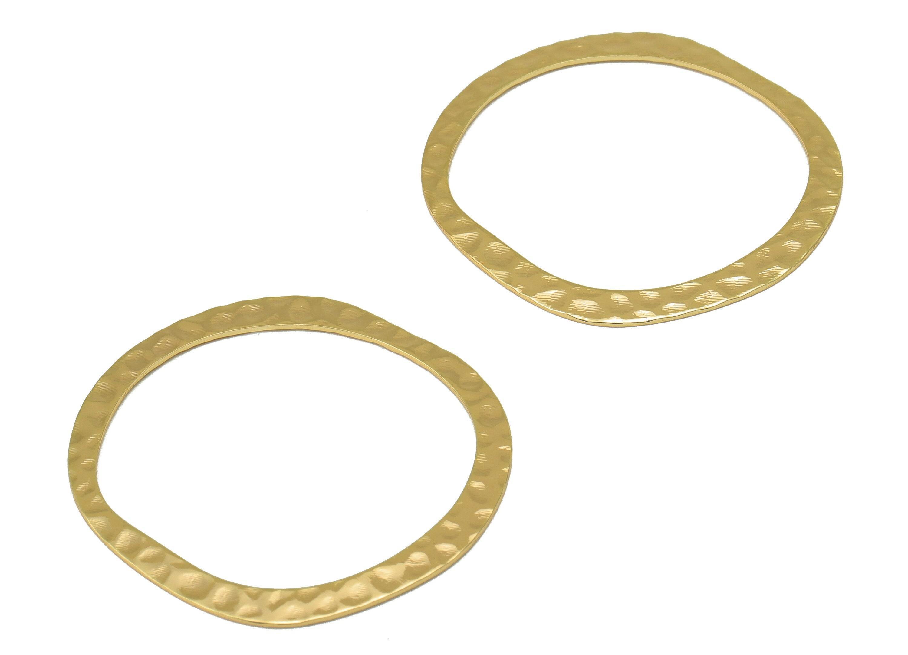 Brass Earring Charm - Hammered Earring Charm - Round Necklace- Irregular Ring - 18K Real Gold Plating - 31.82x 33.94 x 0.62mm - RGP6698 - DOMEDBAZAAR