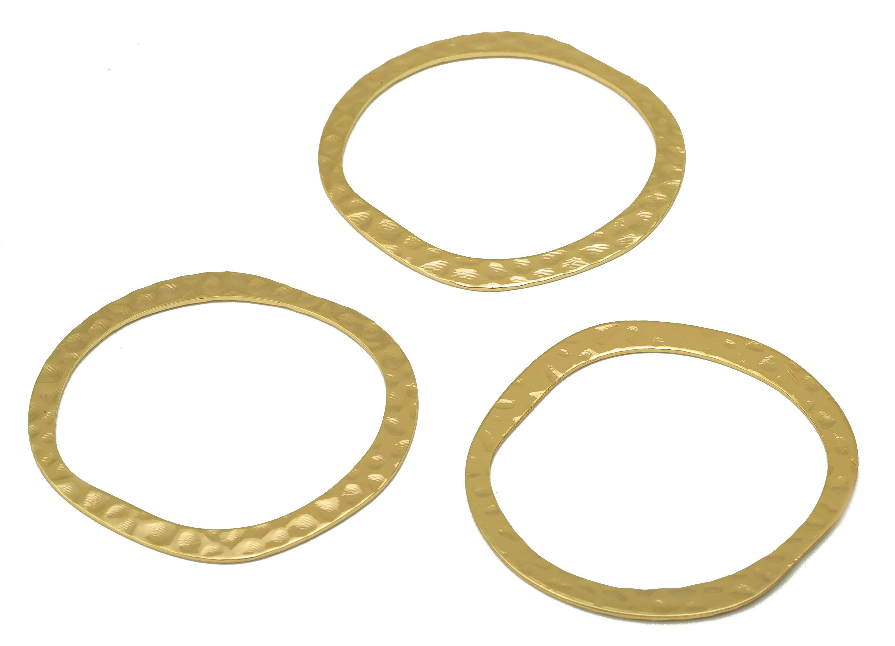 Brass Earring Charm - Hammered Earring Charm - Round Necklace- Irregular Ring - 18K Real Gold Plating - 31.82x 33.94 x 0.62mm - RGP6698 - DOMEDBAZAAR