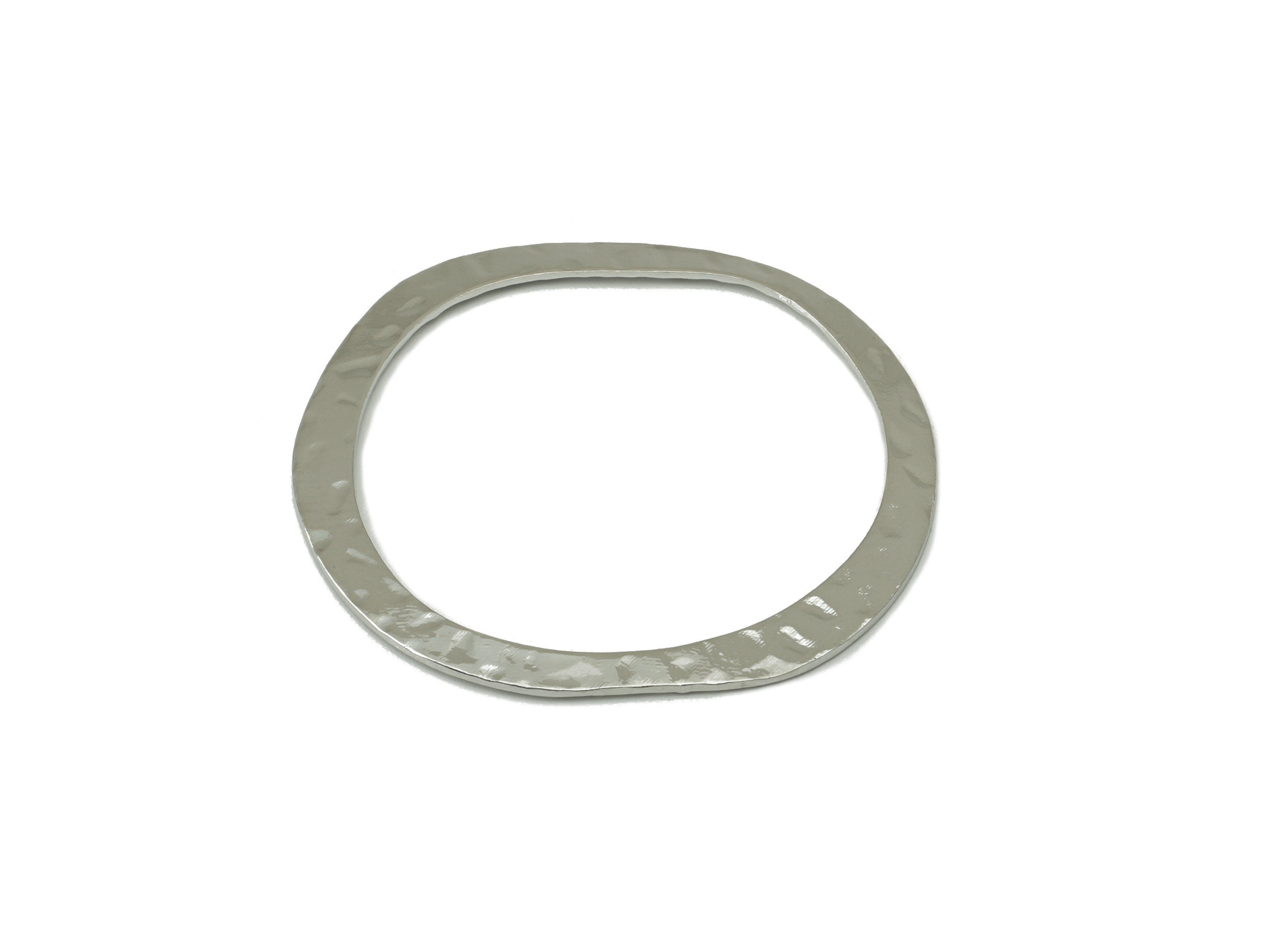 Brass Earring Charm - Hammered Earring Charm - Round Necklace- Irregular Ring - 18K Real White Plating - 31.82x 33.94 x 0.62mm - RGP6698S - DOMEDBAZAAR