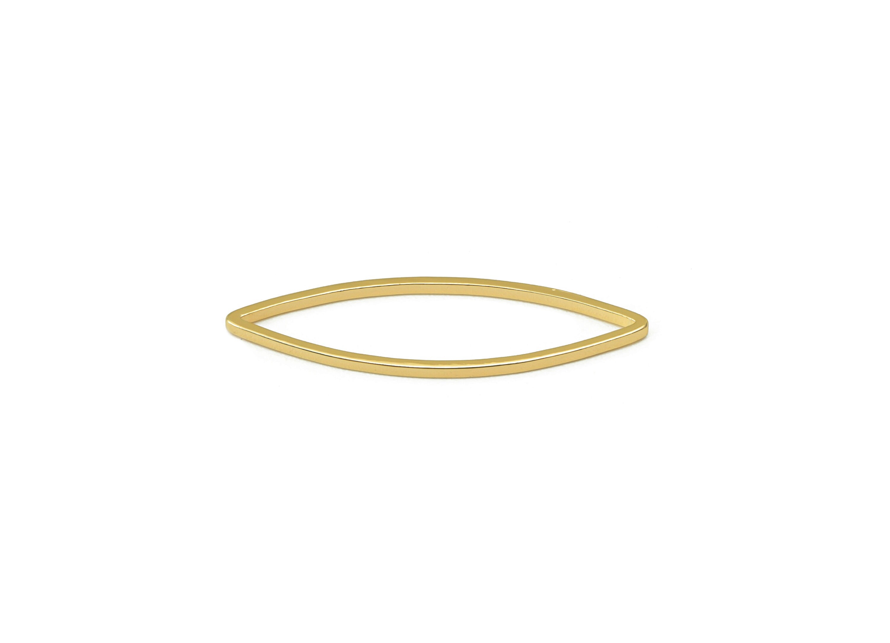Brass Earring Charm - Semi Marquise Earring Connector - Marquise Ring Charm- Brass Pendant - 18K Real Gold Plating - 28.05x8x1mm - RGP6695 - DOMEDBAZAAR
