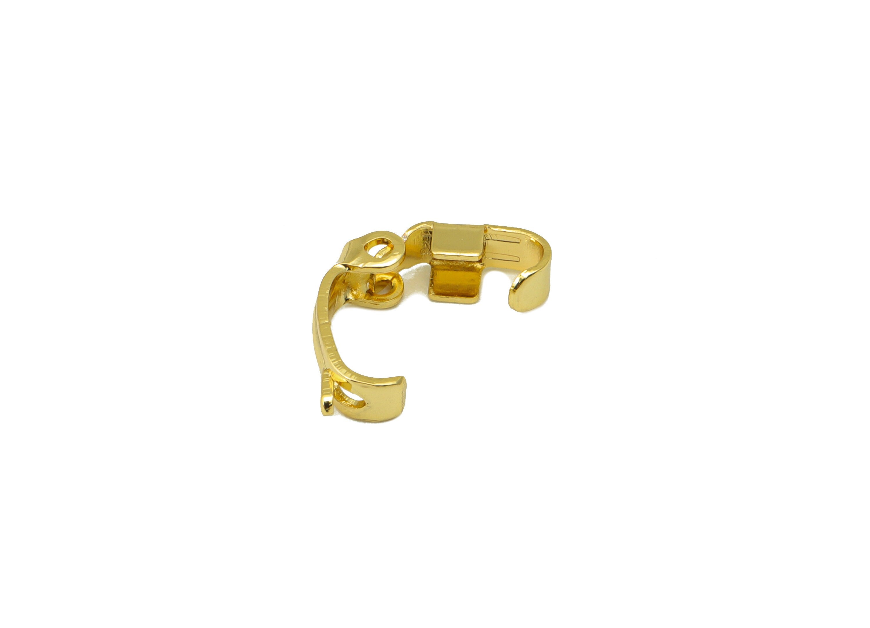 Brass Hoop Clasp - Mini Gold Clasp - Brass Semi Hoop Clasp - for Necklace -for Bracelet - 18K Real Gold Plating - 17.93x6.7x3.84mm - RGP6691 - DOMEDBAZAAR