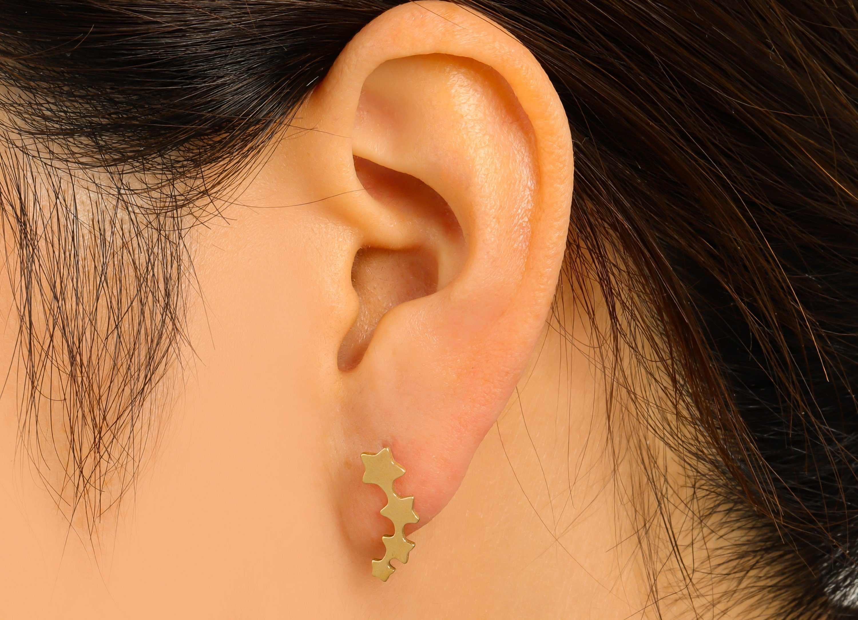 Brass Shooting Star Earring Stud - Brass Hanging Star Earring Post -Falling Star Earring Post -Earring Post - 17.65x5.9x1mm- PP8606 - DOMEDBAZAAR