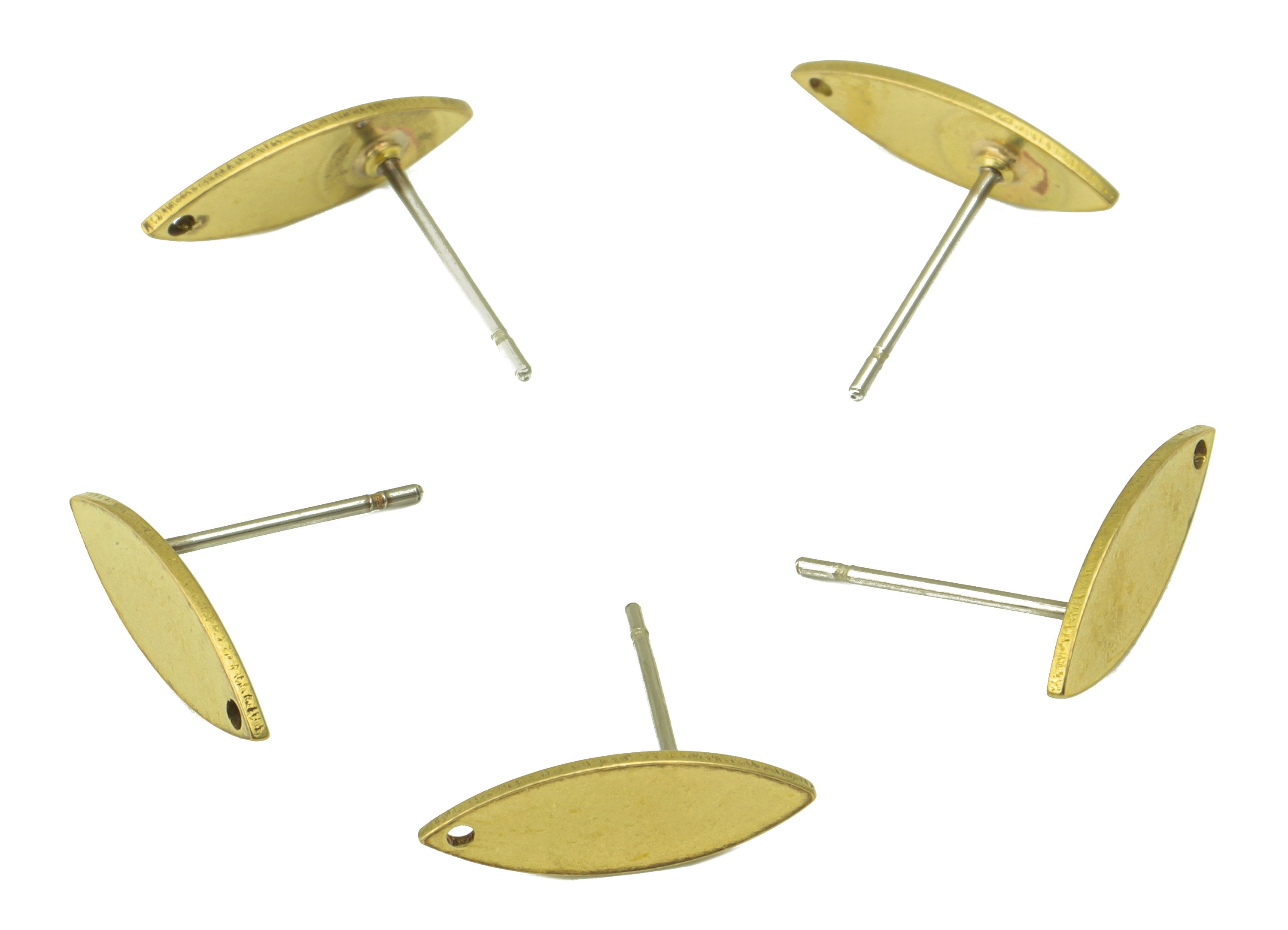 Brass Leaf Earring Stud - Brass Marquise Earring Post - Brass Marquise Earring Post -Earring Post- jewelry supplies -14.58x5x 1.03mm- PP8607 - DOMEDBAZAAR