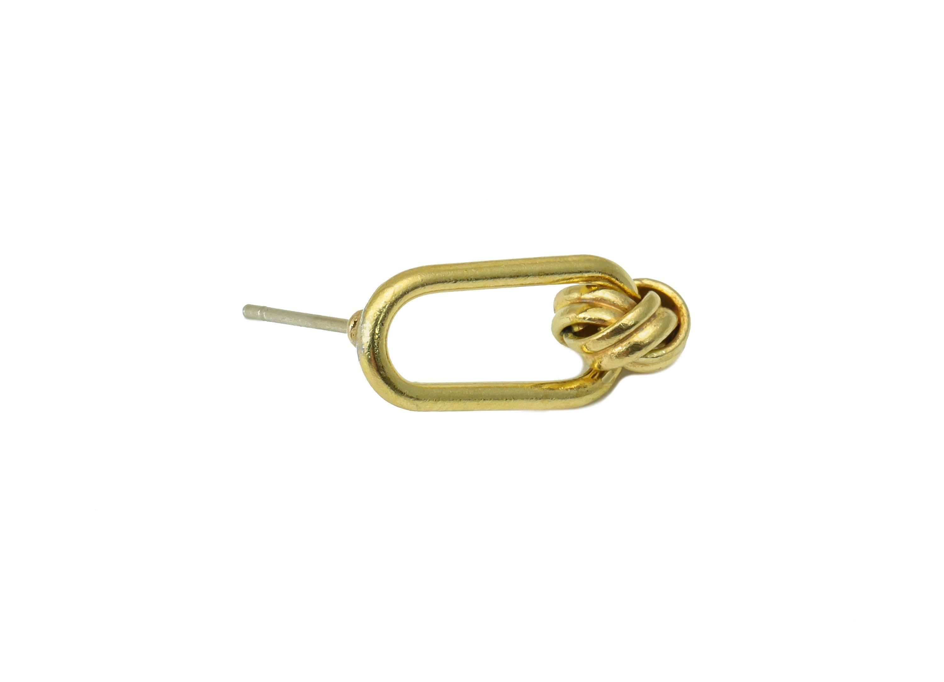 Brass Ellipse Hoop Earring Stud - Knot Earring Post - Brass Rings Beads Earring Post - Knot Bead- Earring Post -18.62x7.51x1.5mm- PP8572 - DOMEDBAZAAR