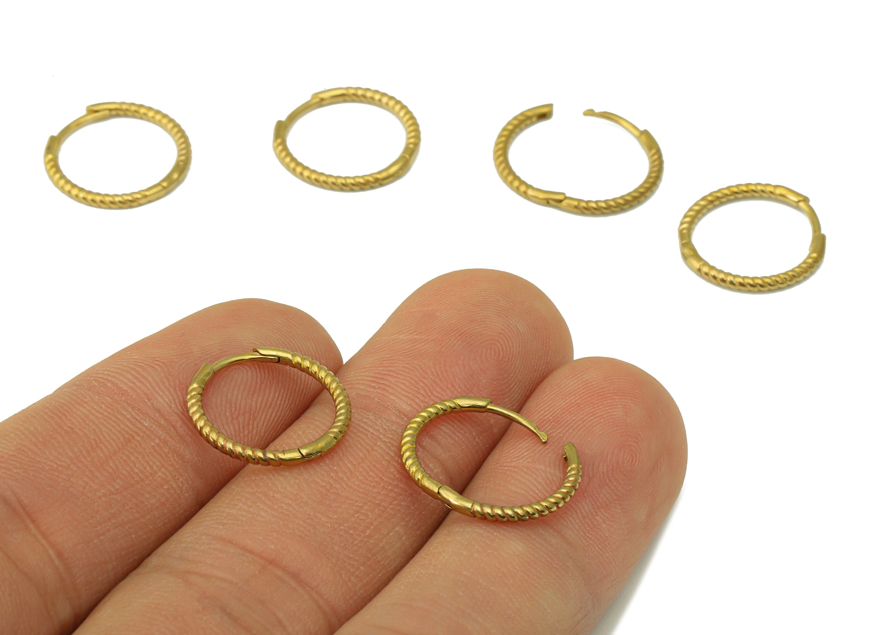 Brass Round Earring Clasp - Raw Brass Hoop Clasp - Brass Huggie Hoop Clasp - Brass Circle Clasp -Brass Twisted Wire Clasp -15x14x1mm- PP8559 - DOMEDBAZAAR
