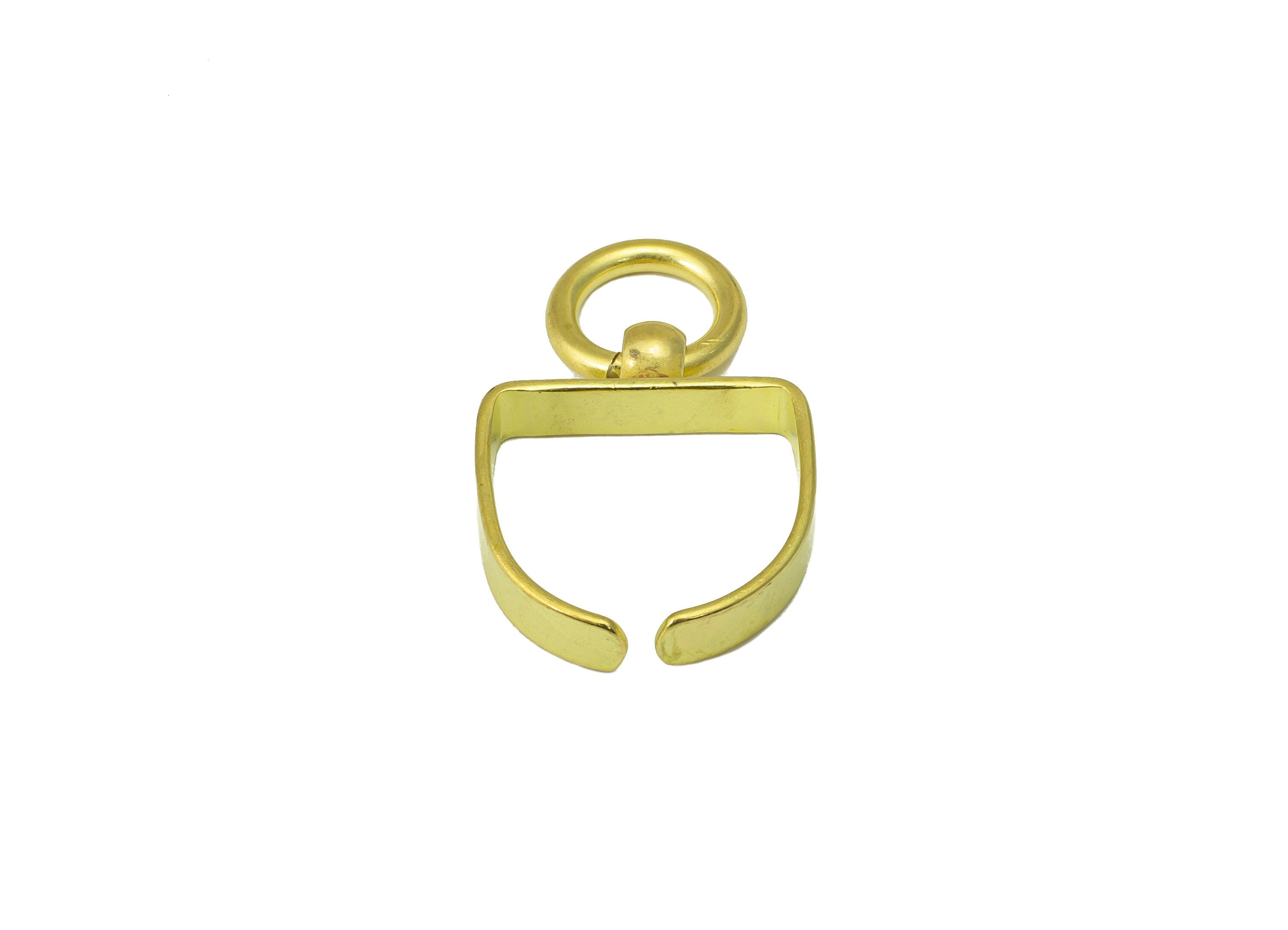 Brass Domed Ring - Raw Brass Domed Earring Charm - Brass Open Domed Ring with Loop - Brass Ball Domed Ring - 31.94x19.38x0.93mm- PP8548 - DOMEDBAZAAR