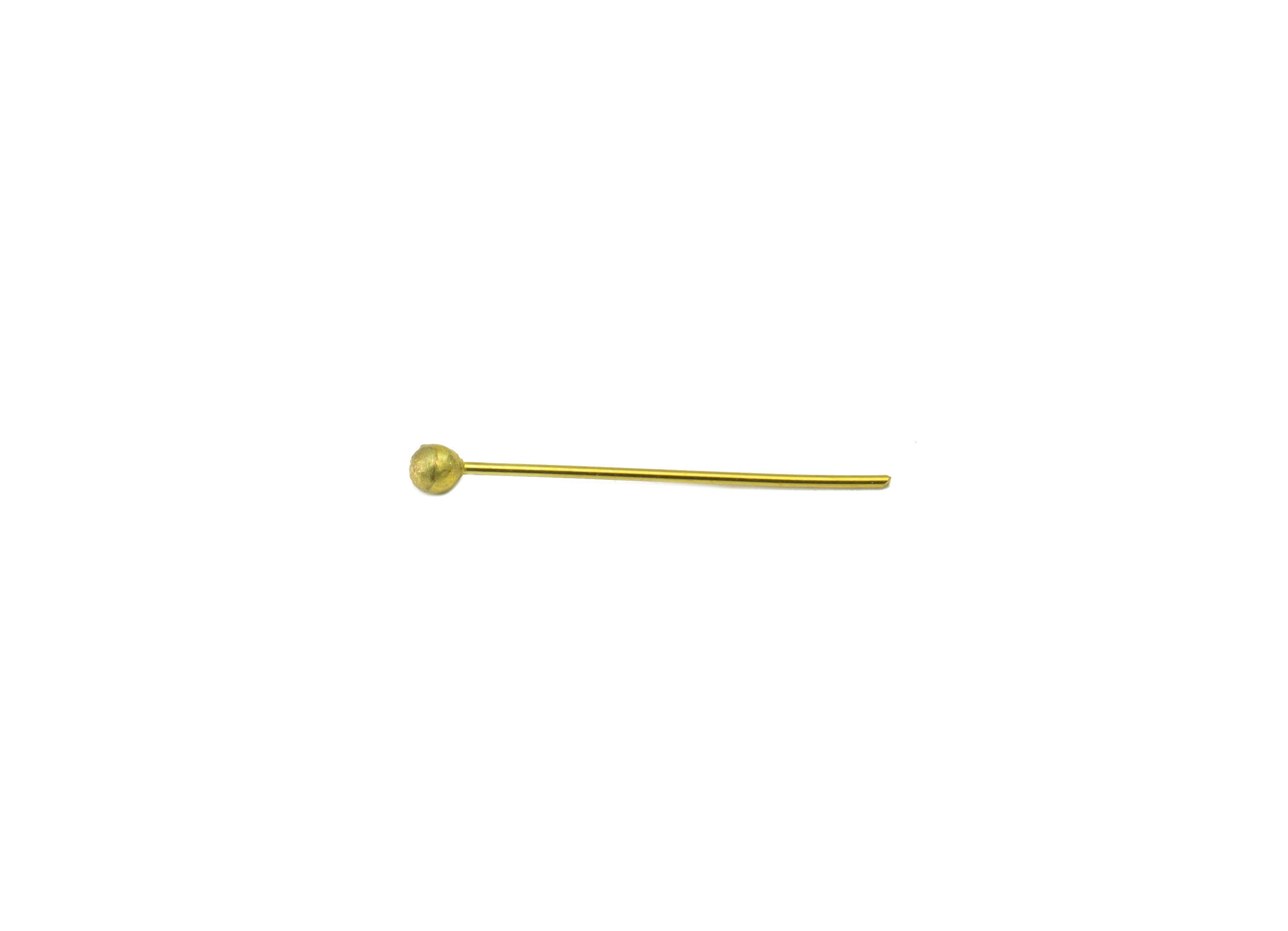 Brass Needle Ball Head Pin - Raw Brass Nail - Brass Slender Ball - Brass Spikes Wires Post- Raw Brass Pins - 18x0.4x0.4mm - PP8552-18 - DOMEDBAZAAR