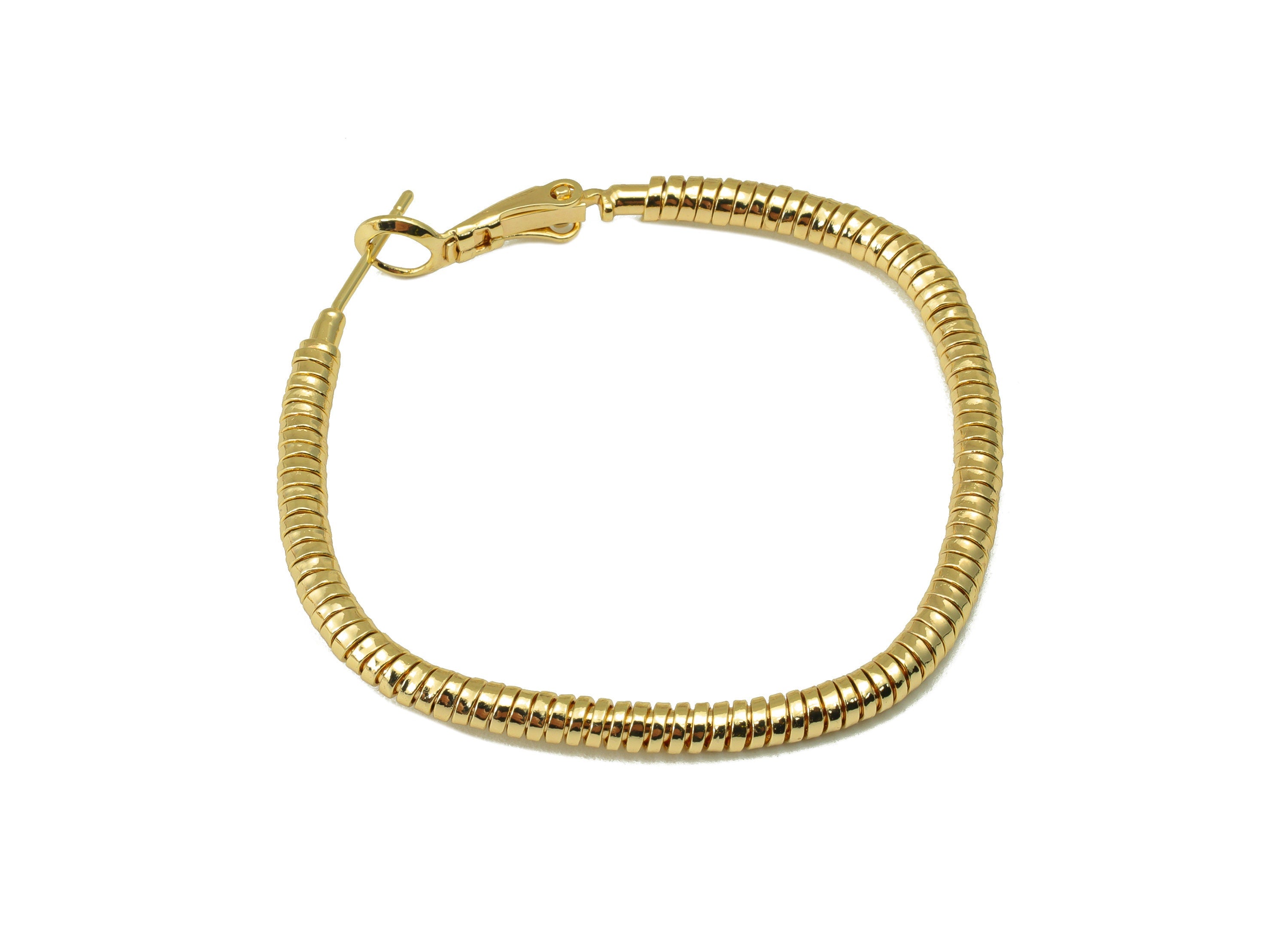 Brass Oval Square Earring Stud - Brass Textured Square Earring Post - Snake Chain Earring Hoop - 18k real gold-plated -46x45x3mm- RGP6592-41 - DOMEDBAZAAR