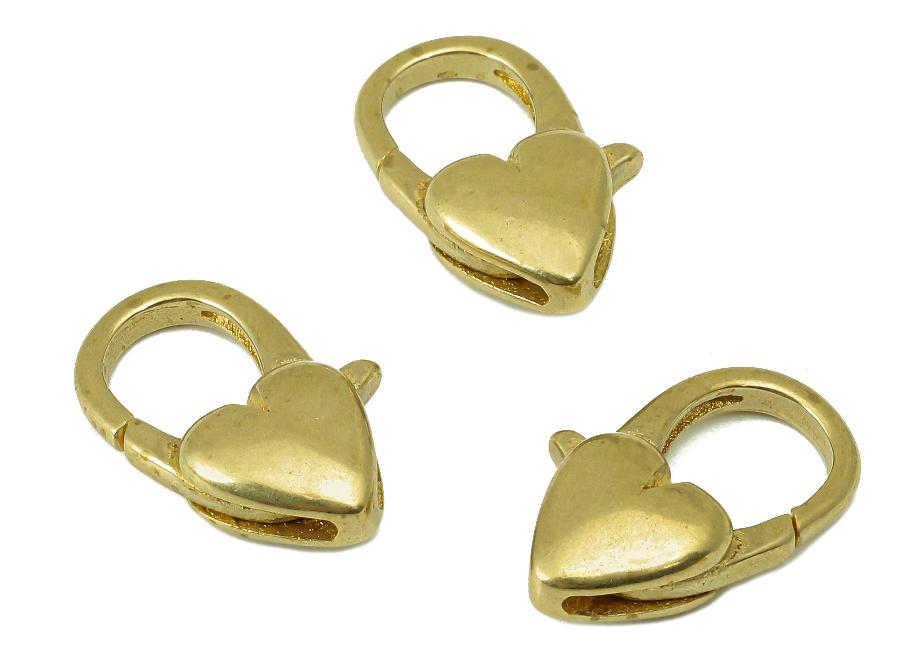 Brass Heart Lobster Clasp - Raw Brass Heart Parrot Clasps - Parrot Clasp- Jewelry Supplies - For Necklace -17.13x10x 4.91mm - PP8340 - DOMEDBAZAAR