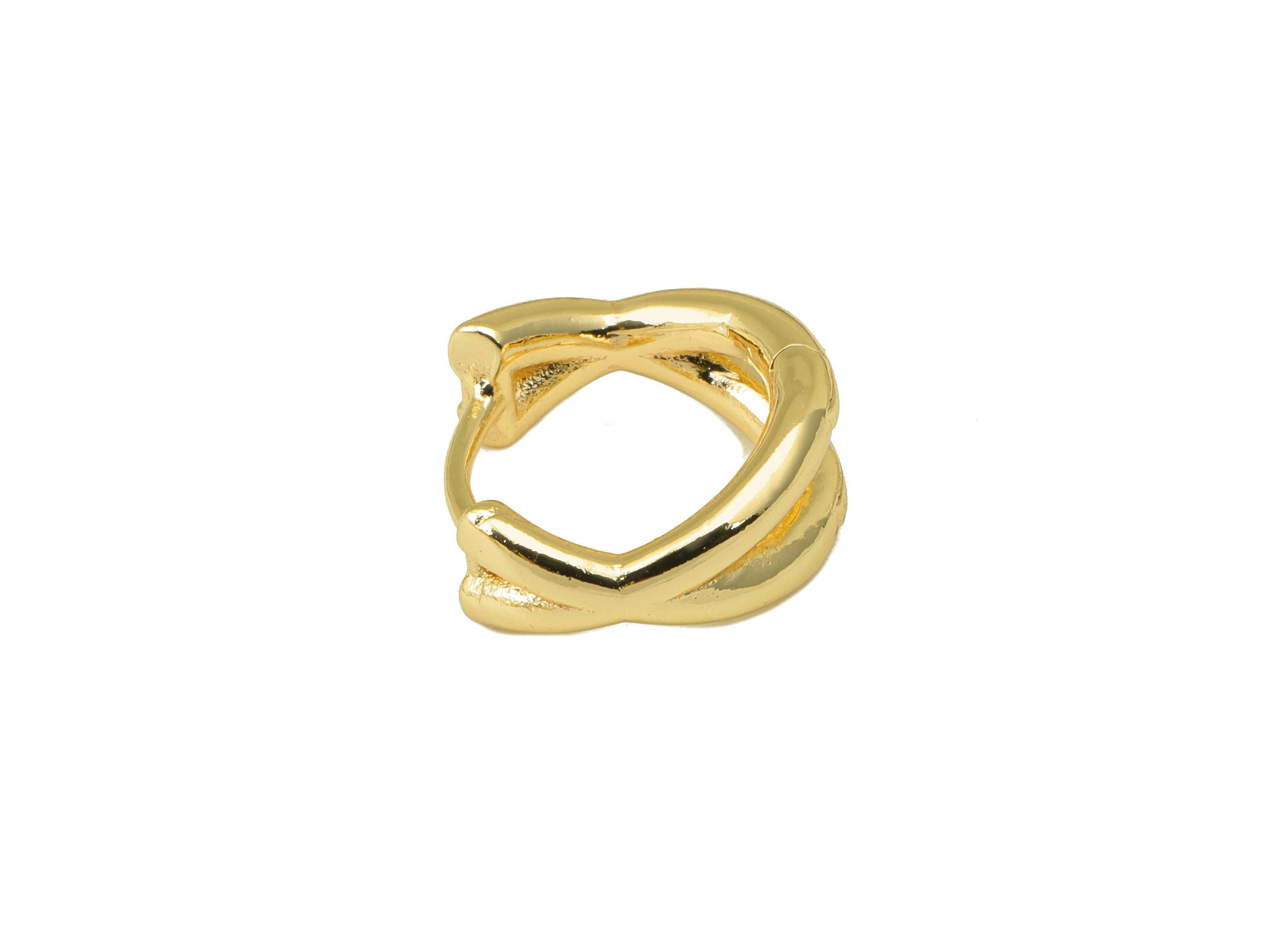 Brass Hoop Earring Clasp - Brass Round Hoop Clasp -Circle Huggie Hoop Clasp -18K Real Gold Plated - 13.56x12.91x2.13mm - RGP6568 - DOMEDBAZAAR