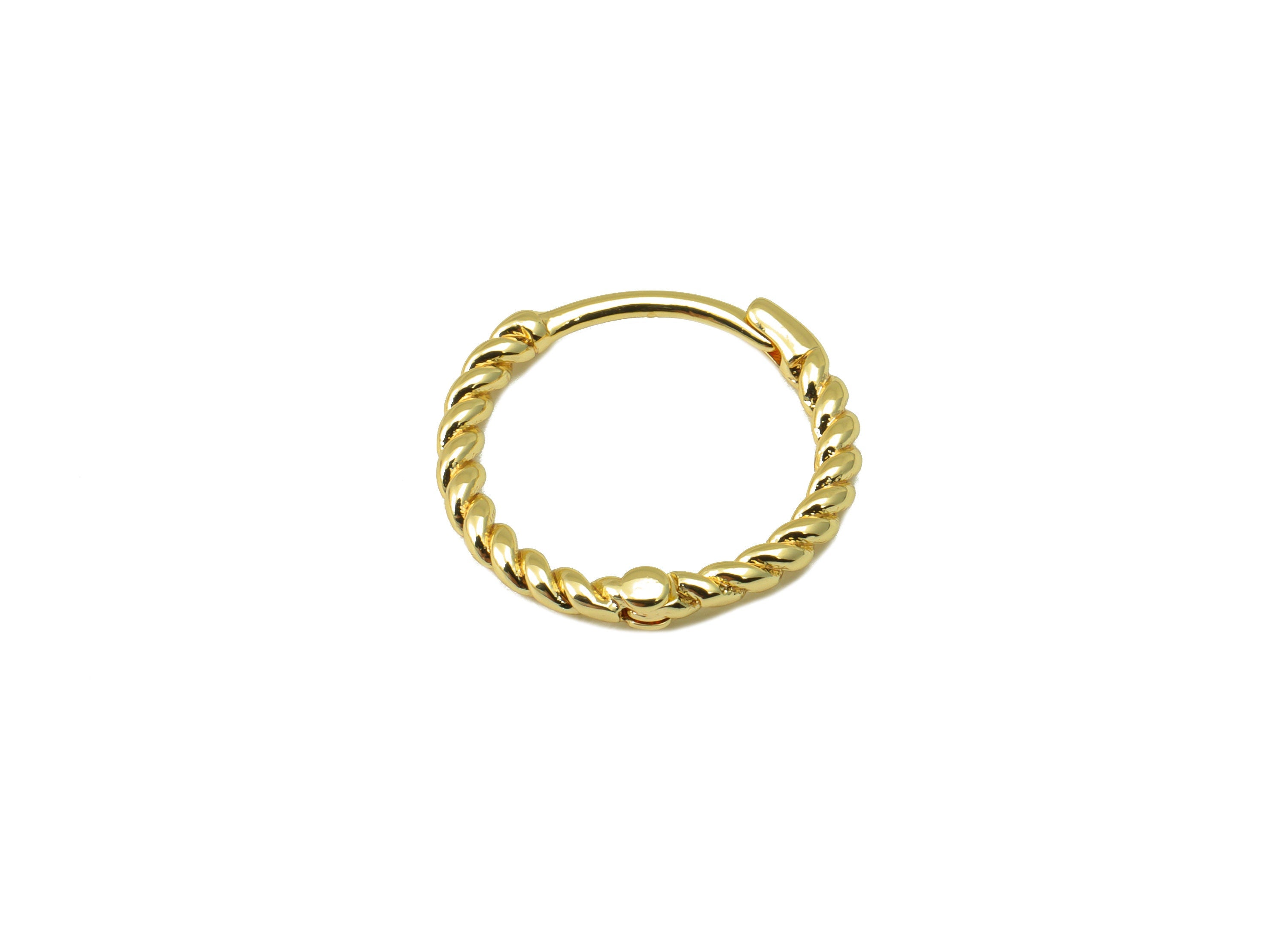 Brass Twisted Hoop Earring Clasp - Brass Twist Chain Round Hoop Clasp - Huggie Clasp -Ring Clasp - 18K Real Gold Plated -15x14x1mm- RGP6555 - DOMEDBAZAAR