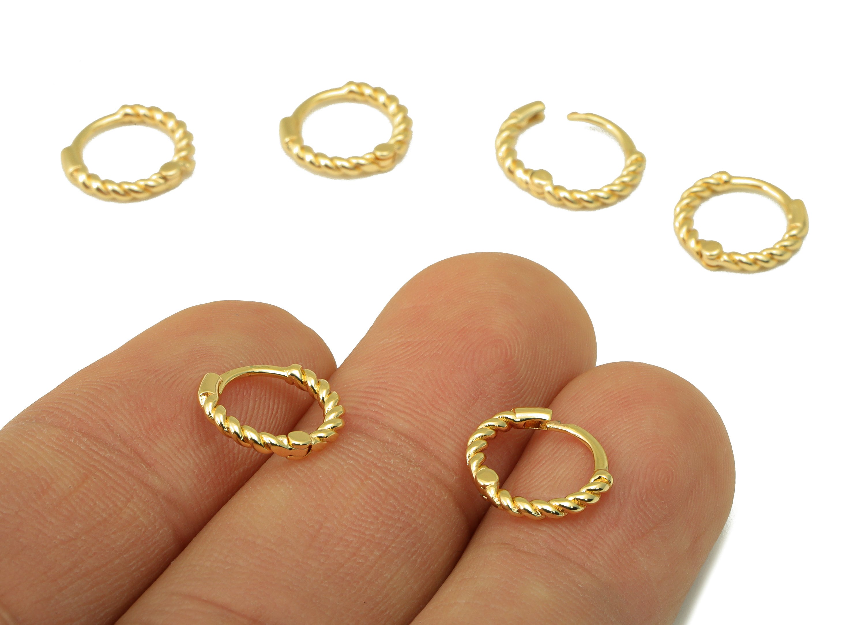 Brass Twisted Hoop Earring Clasp - Brass Twist Chain Round Hoop Clasp - Huggie Clasp -Ring Clasp - 18K Real Gold Plated -11x10x1mm- RGP6531 - DOMEDBAZAAR