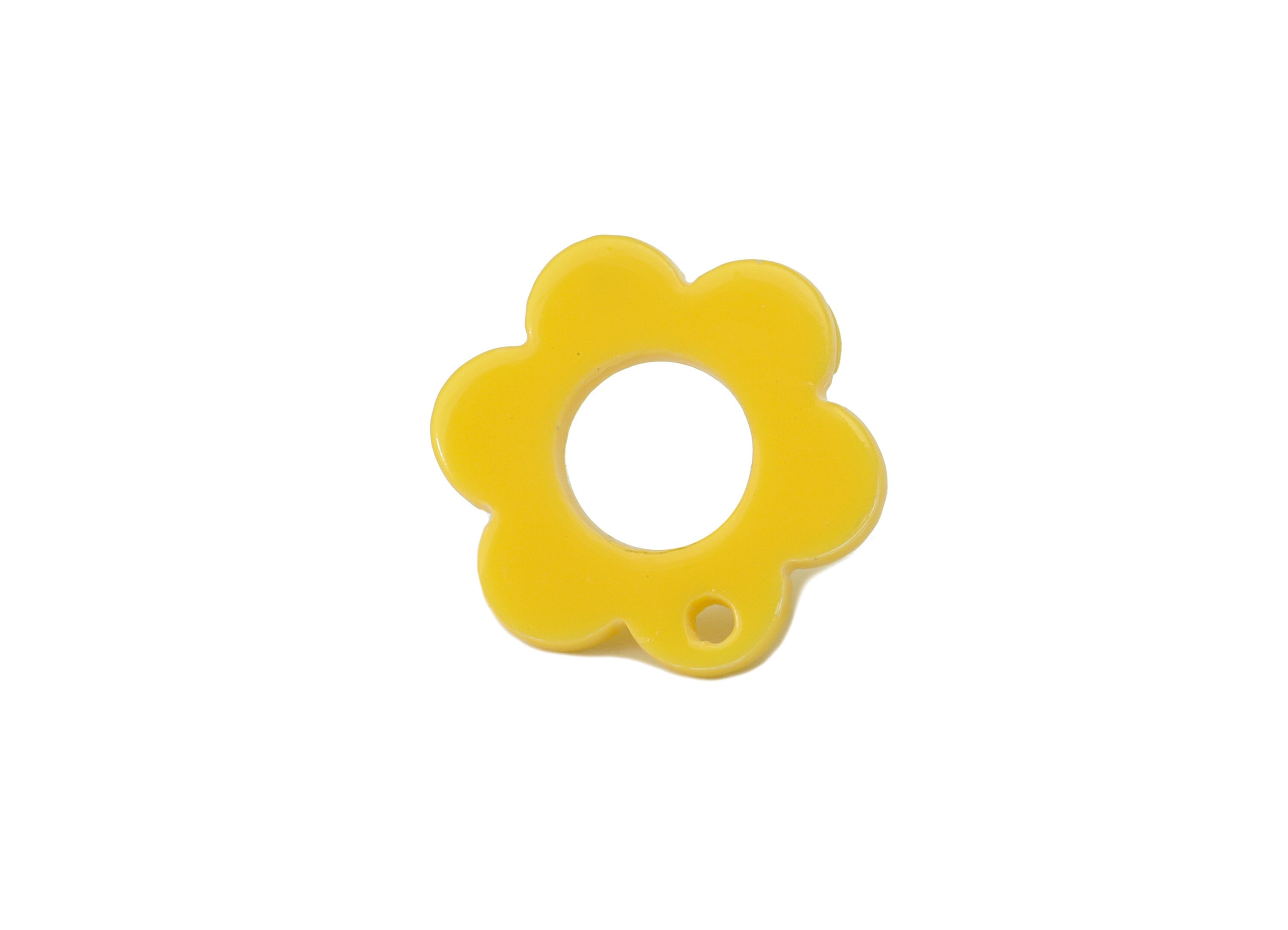 Acrylic Flower Earring Stud - Matte Yellow Earring Post - Yellow Flower Earring Post - Flower Ring - Color Code: A892-17x12x2mm-AC2428-A892 - DOMEDBAZAAR