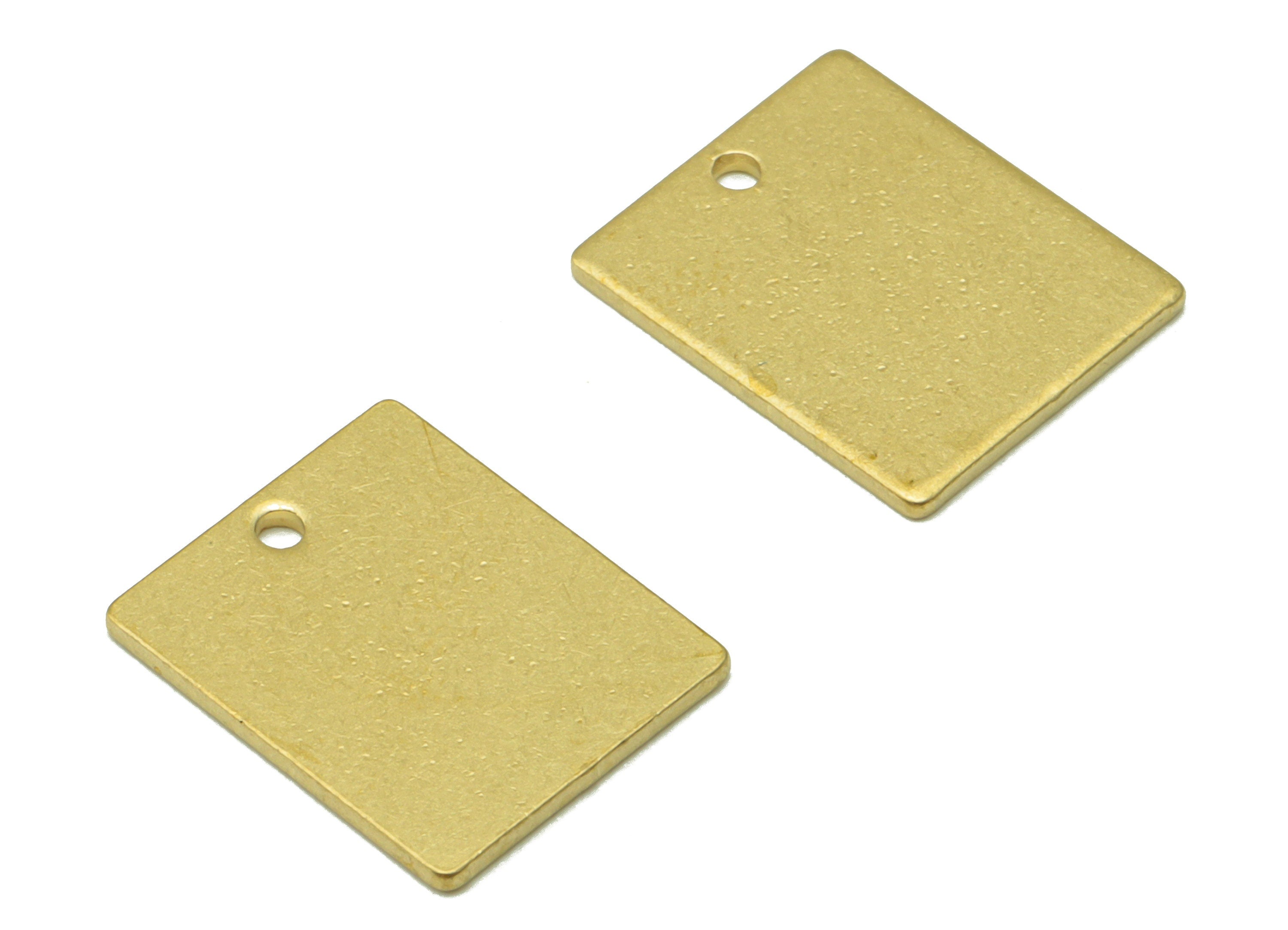 Brass Rectangle Earring Charm - Raw Brass Rectangle Pendant - Stamping Blank Earring Charm - For Necklace - For Pendant -13x10x1mm - PP8610 - DOMEDBAZAAR