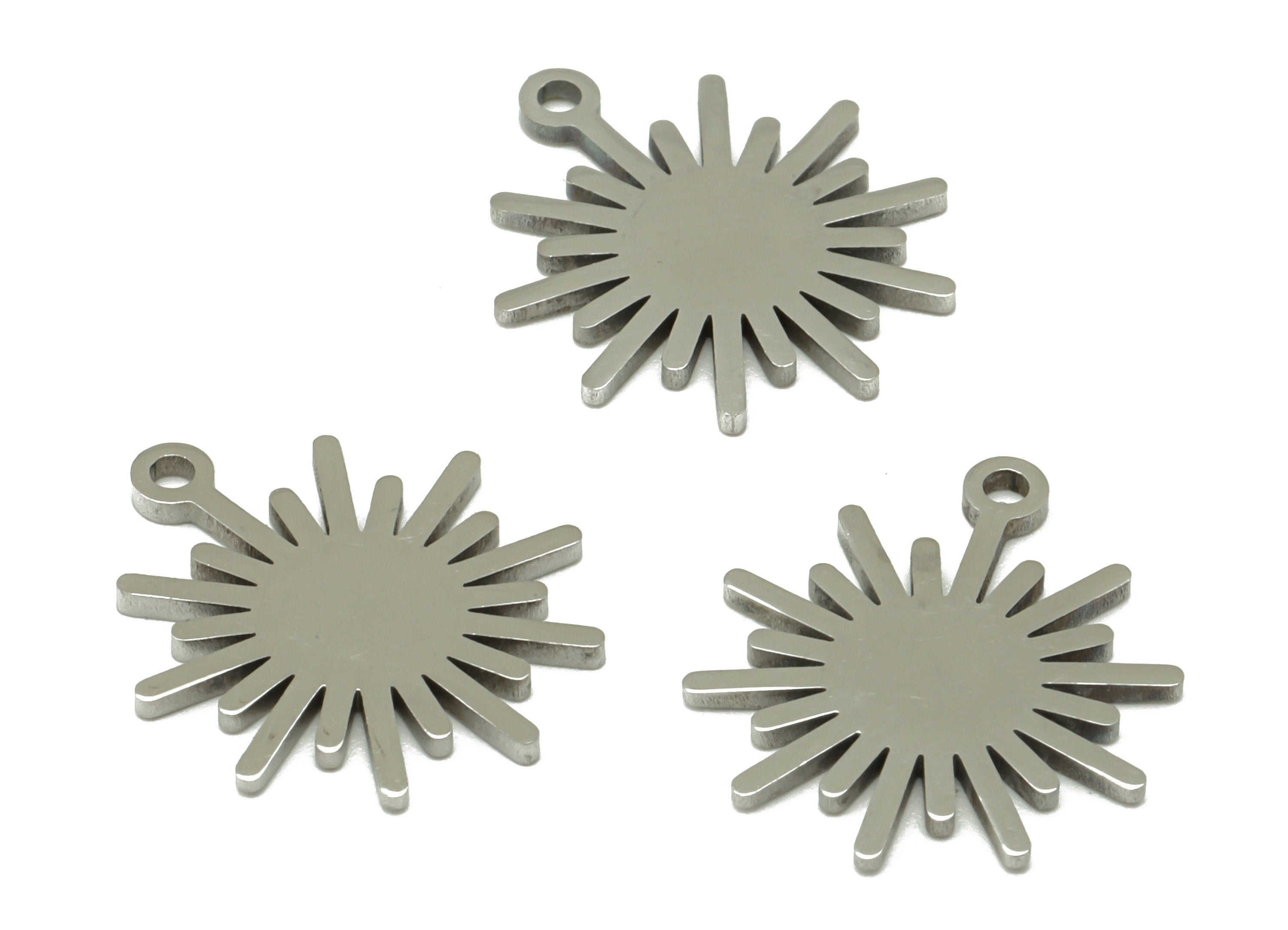 Stainless Steel Sun Earring Charm - Steel Sunshine Charm - 201 Stainless Steel -Steel Sunshine Pendant -16.14x 13.69x 0.96mm - SS1465 - DOMEDBAZAAR