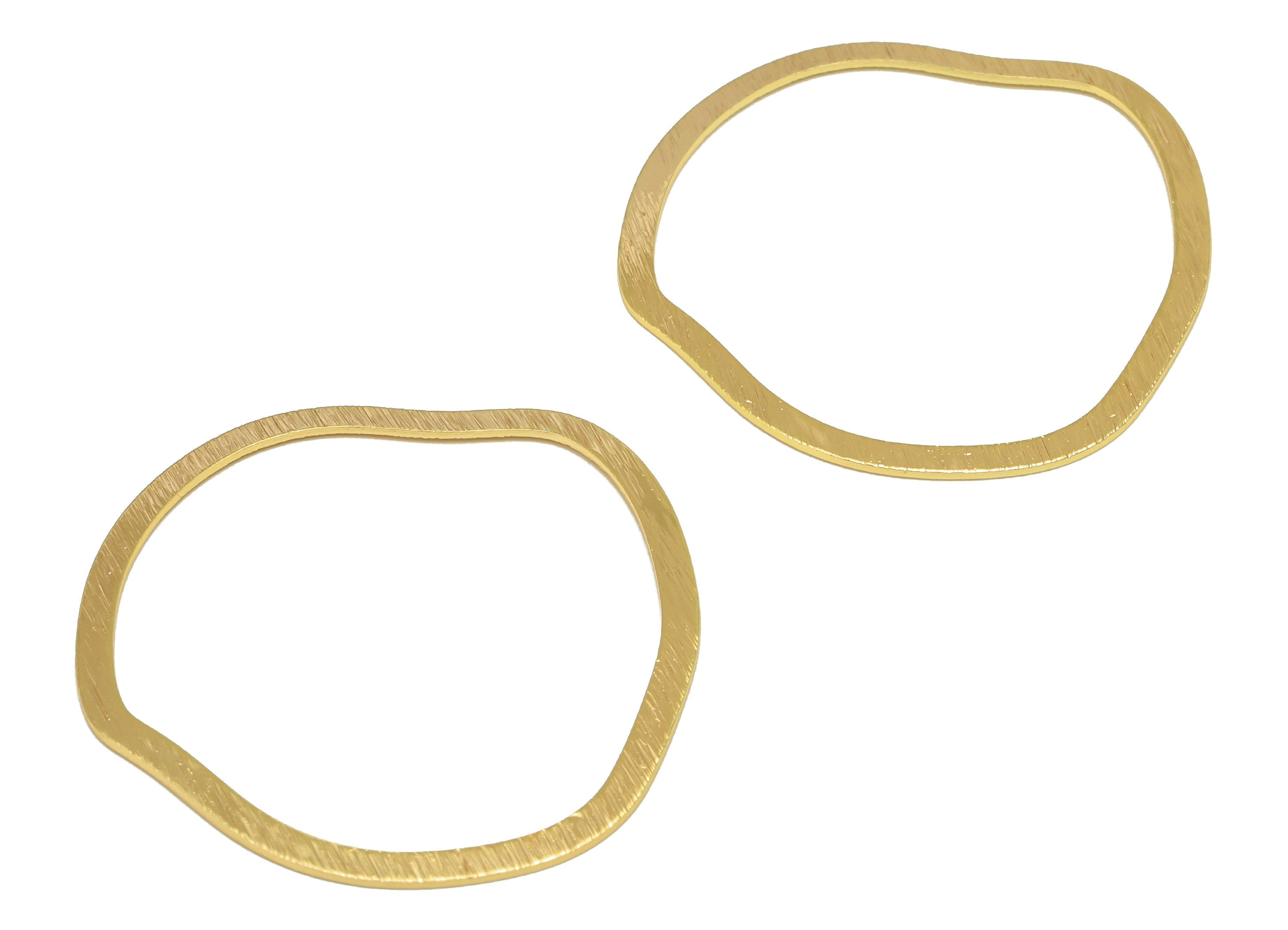 Brass Earring Charm - Textured Earring Charm - Round Necklace- Irregular Ring - 18K Real Gold Plating - 36.74x37.4x0.6mm - RGP6700 - DOMEDBAZAAR