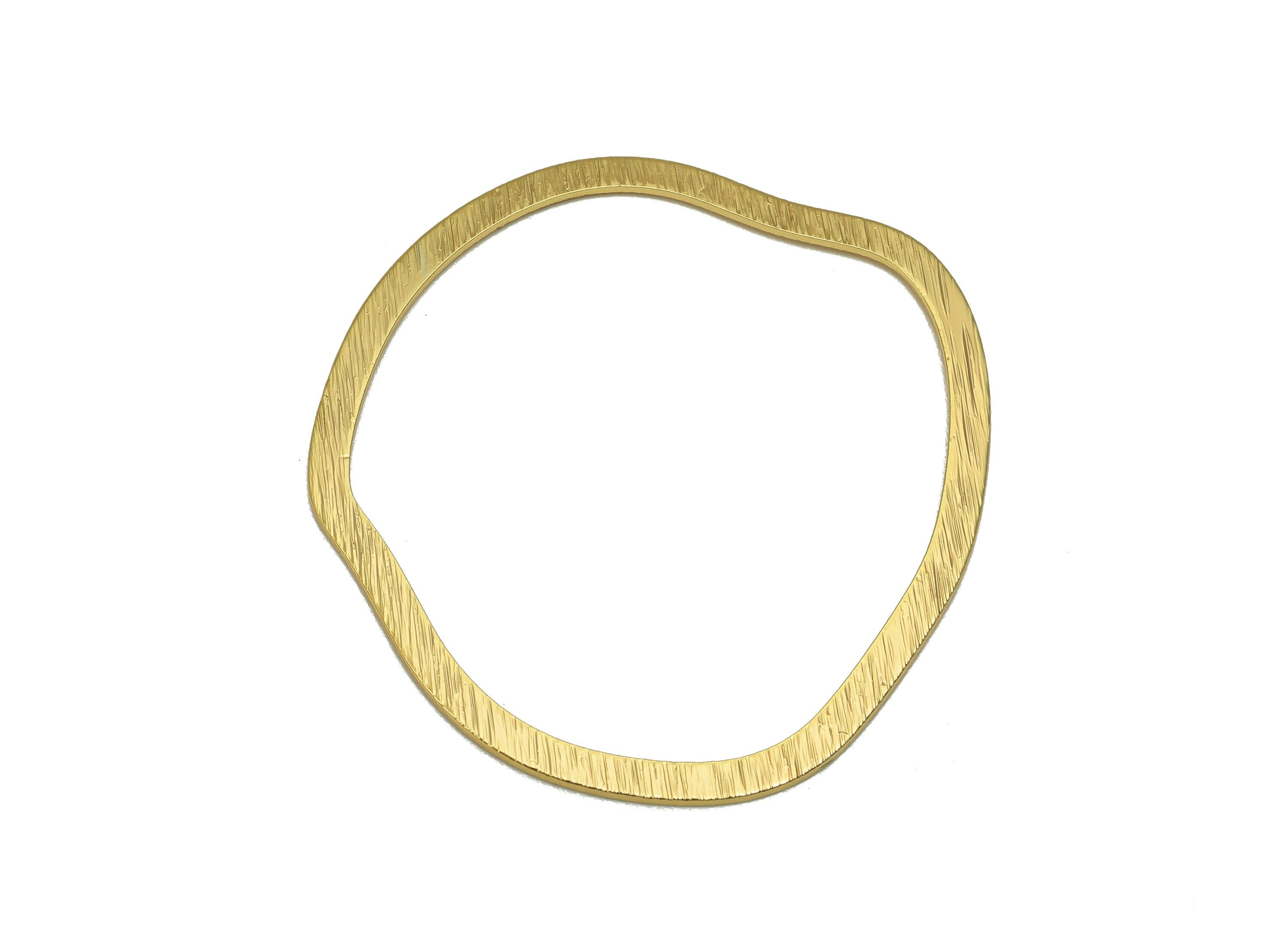 Brass Earring Charm - Textured Earring Charm - Round Necklace- Irregular Ring - 18K Real Gold Plating - 36.74x37.4x0.6mm - RGP6700 - DOMEDBAZAAR