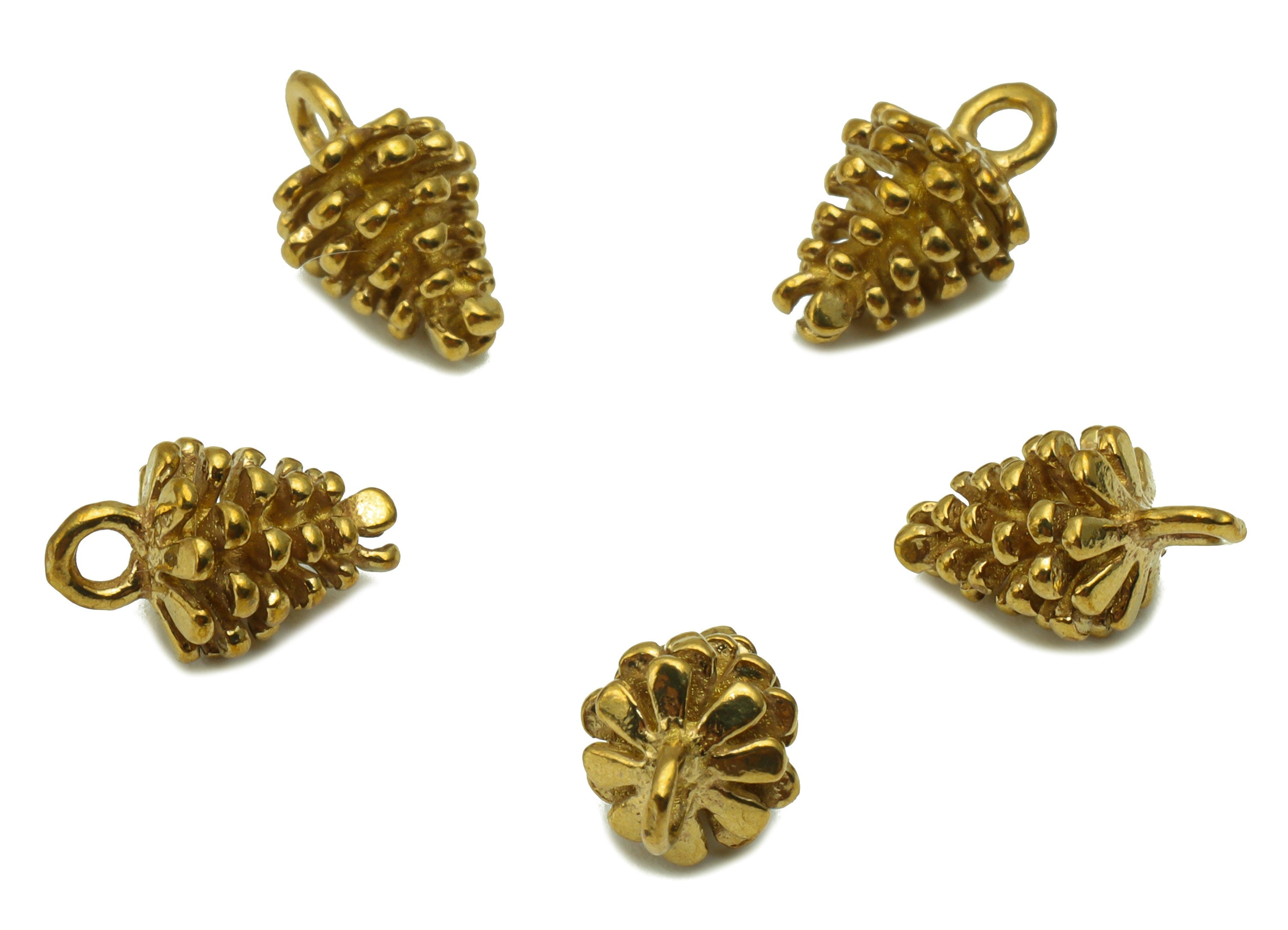 Brass Pinecone Earring Charm - Raw Brass Pinecone Pendant - Brass Botanical For Necklace - Pine Cone Figure - 12.3x7.85x7.27mm - PP8613 - DOMEDBAZAAR