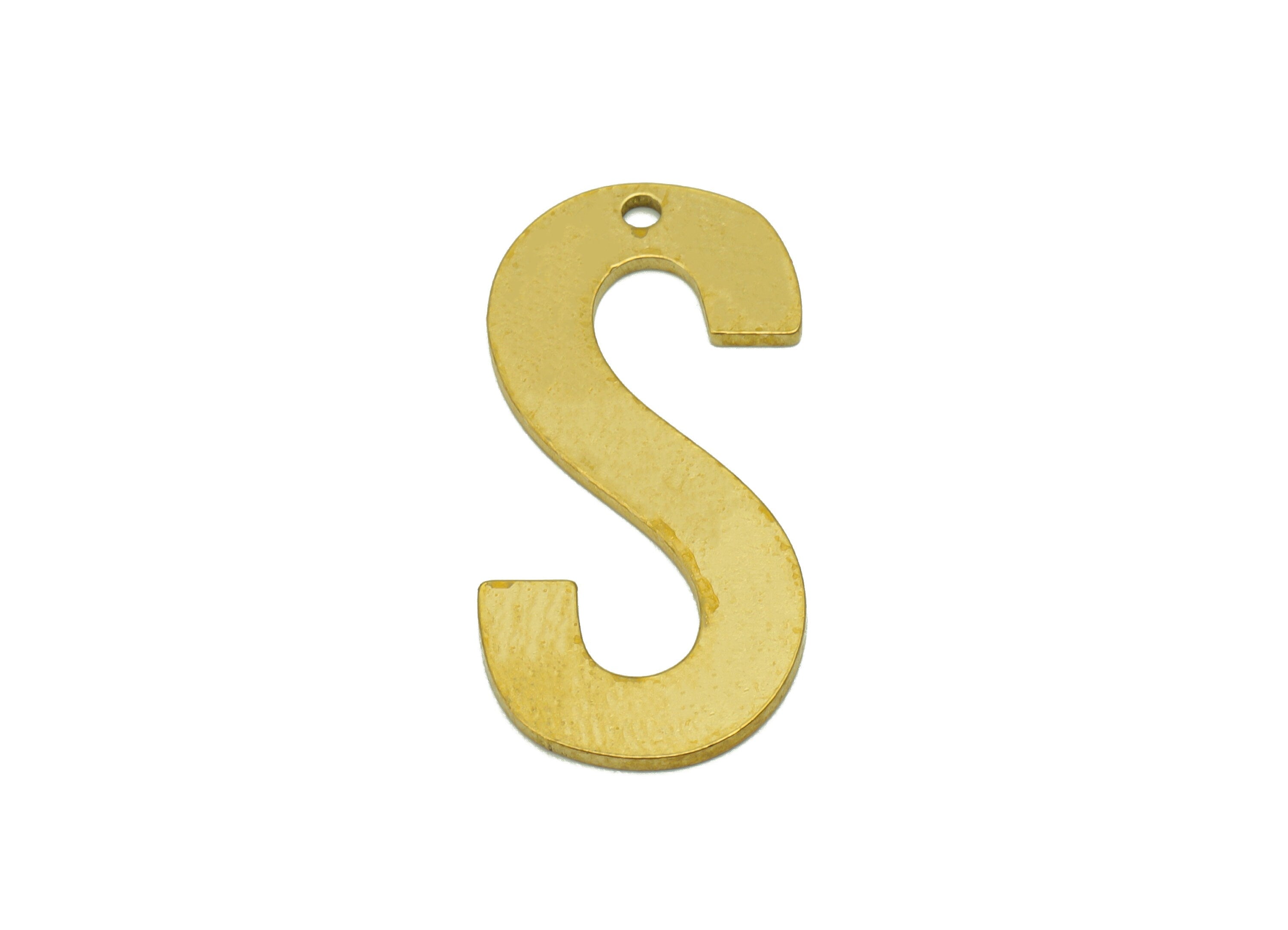 Brass Letter Earring Charm - Raw Brass S Earring - Brass Alphabet Charms - For Necklace -Letter Necklace -29.92x14.03x1mm - PP8611S - DOMEDBAZAAR