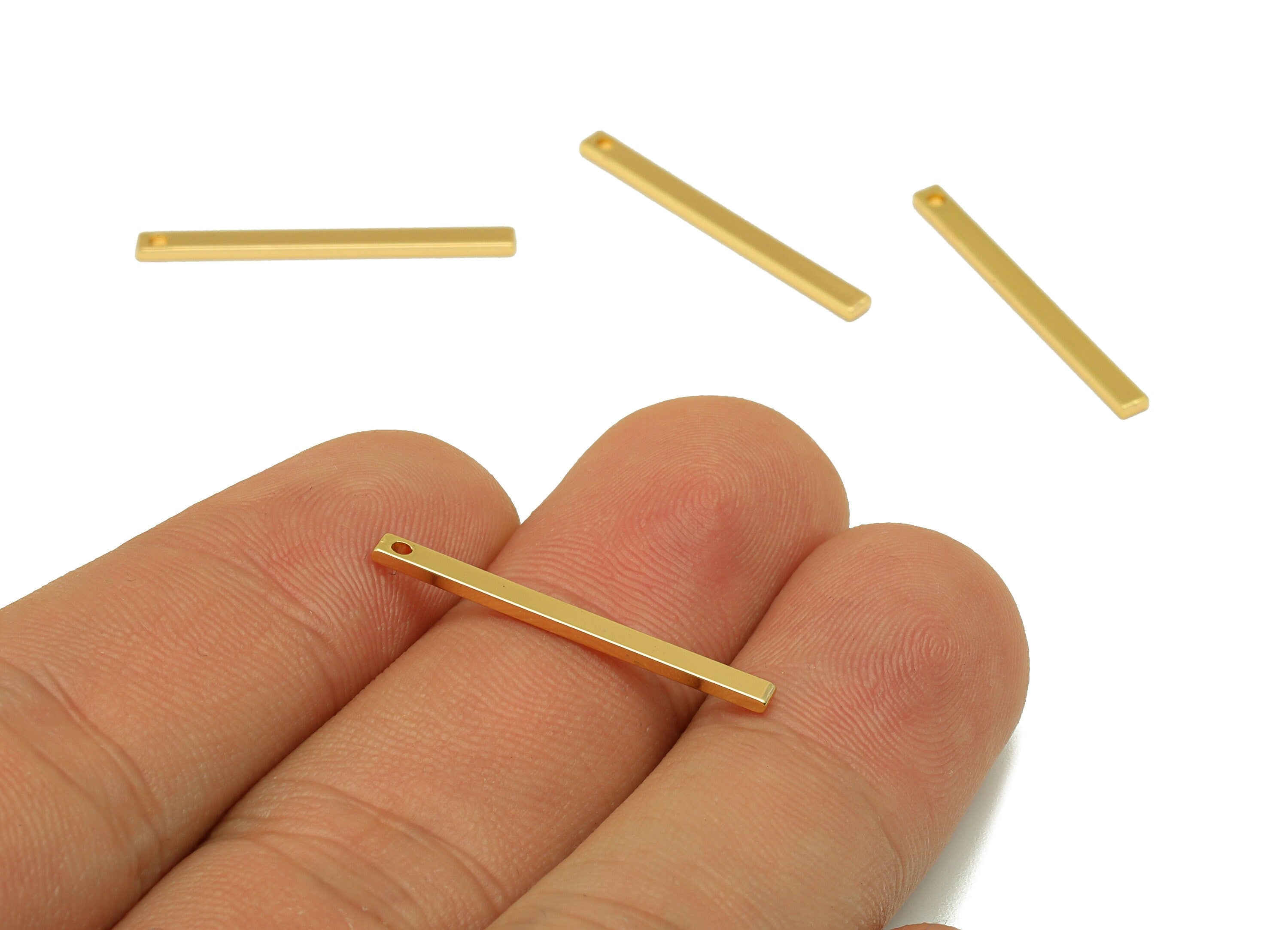 Brass Earring Charm - Gold Bar Earring Charm - Brass Strip Earring Charm -Earring Findings -18K Real Gold Plated - 25x2x1mm - RGP6702 - DOMEDBAZAAR