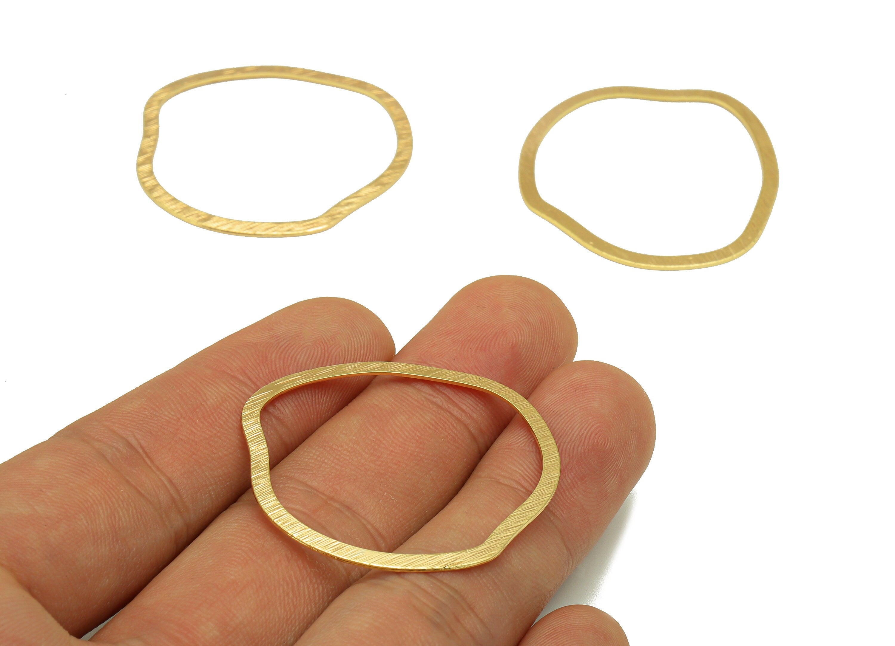 Brass Earring Charm - Textured Earring Charm - Round Necklace- Irregular Ring - 18K Real Gold Plating - 36.74x37.4x0.6mm - RGP6700 - DOMEDBAZAAR