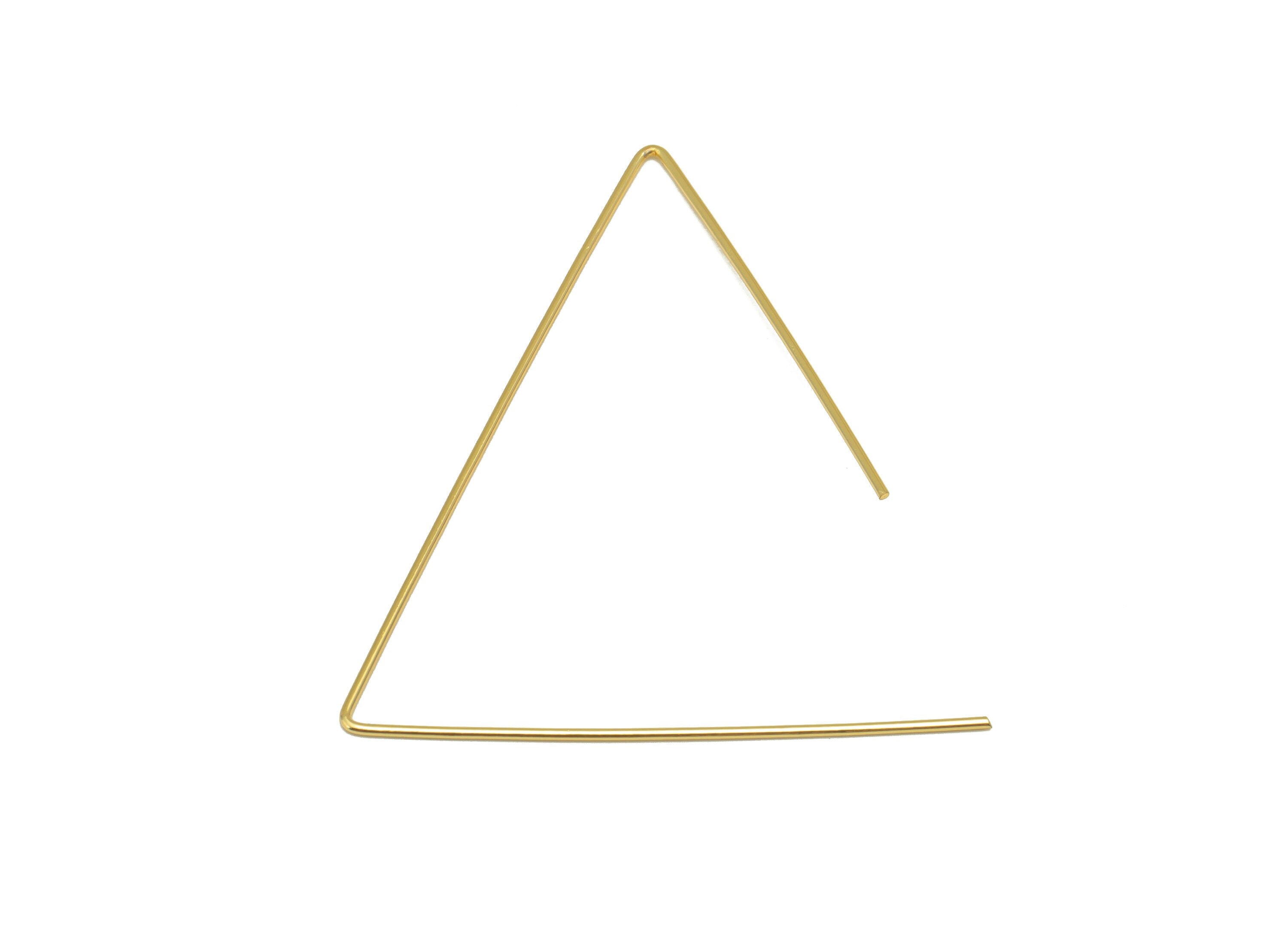 Brass Earring Wire - Brass Triangle Ear Wire - Earring Findings - Jewelry Supplies-18K Real Gold Plating -45.23x40.52x0.7mm - RGP6708 - DOMEDBAZAAR