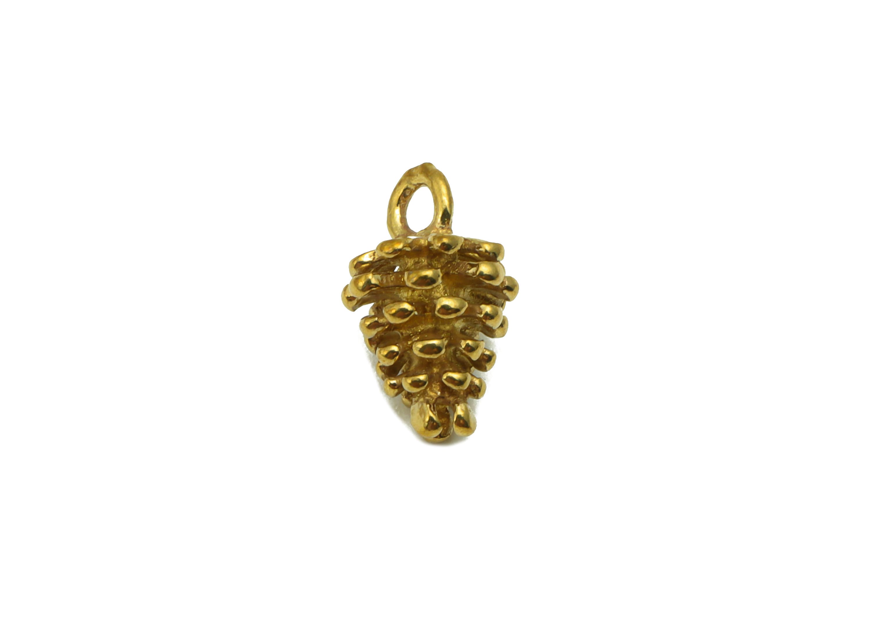 Brass Pinecone Earring Charm - Raw Brass Pinecone Pendant - Brass Botanical For Necklace - Pine Cone Figure - 12.3x7.85x7.27mm - PP8613 - DOMEDBAZAAR