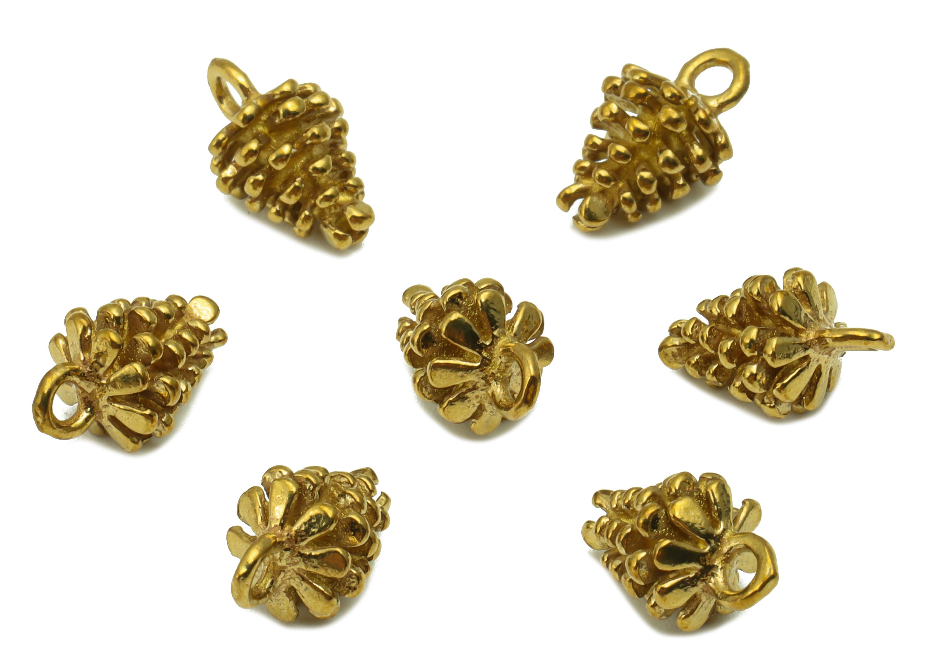 Brass Pinecone Earring Charm - Raw Brass Pinecone Pendant - Brass Botanical For Necklace - Pine Cone Figure - 12.3x7.85x7.27mm - PP8613 - DOMEDBAZAAR