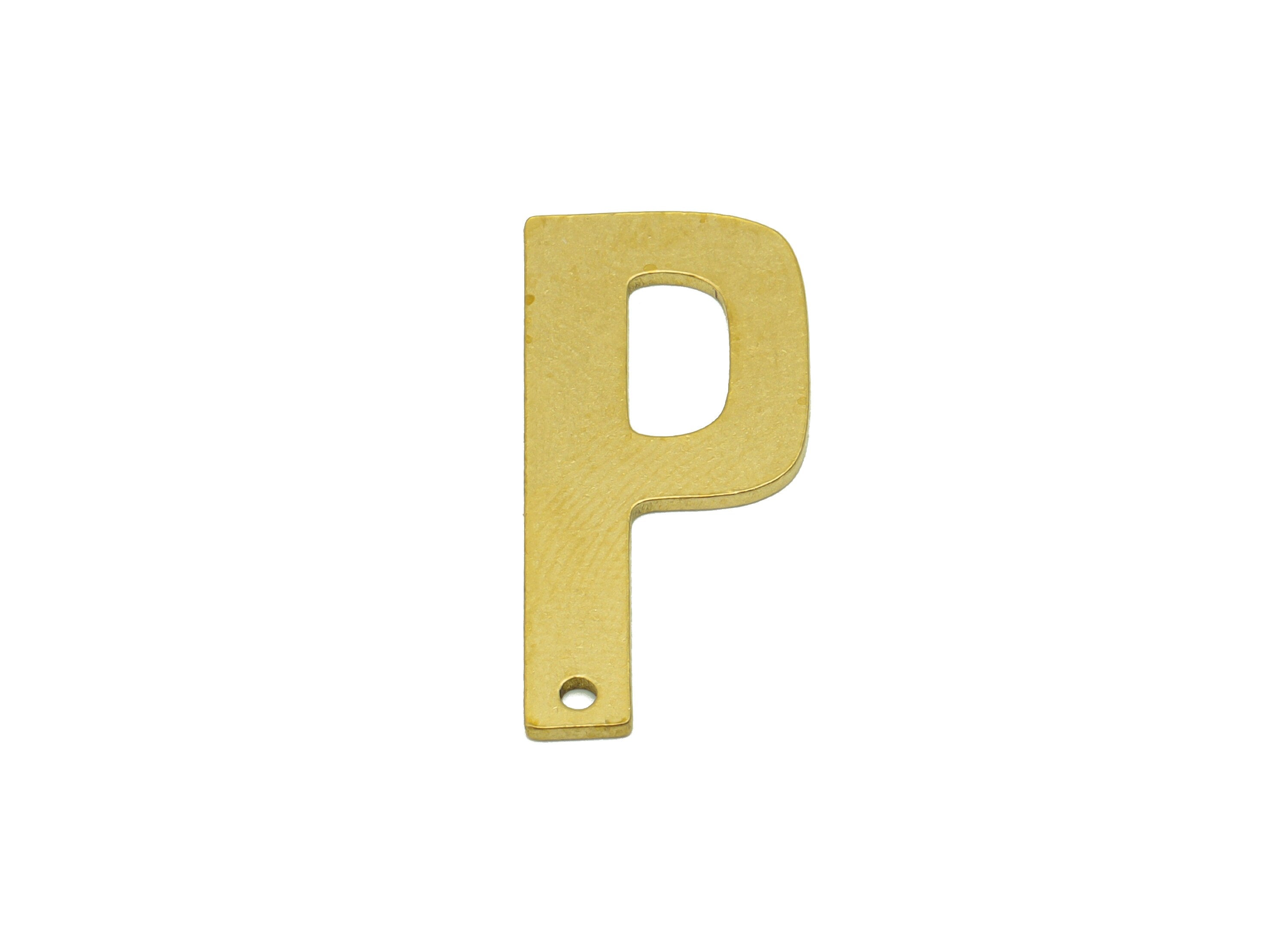 Brass Letter Earring Charm - Raw Brass P Earring - Brass Letter Bracelet -For Necklace -Letter Necklace - 29.88x 13.66x 1mm - PP8611P - DOMEDBAZAAR