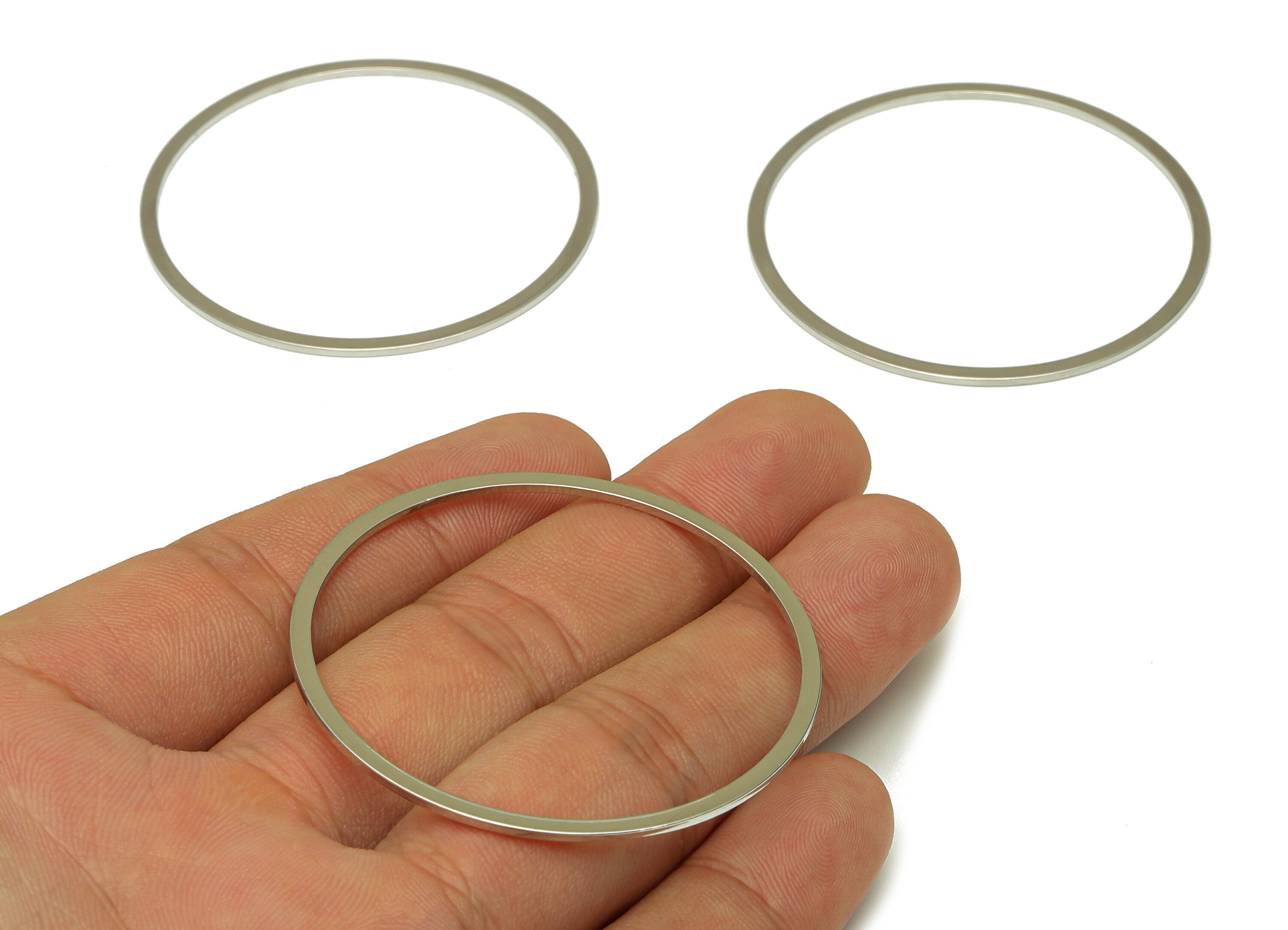 50mm Silver Rings - Brass Round Rings - Closed Loop Rings - Earring Findings - Silver Tone Plating - 49.8x49.8x1.02mm - PP4139S-50 - DOMEDBAZAAR