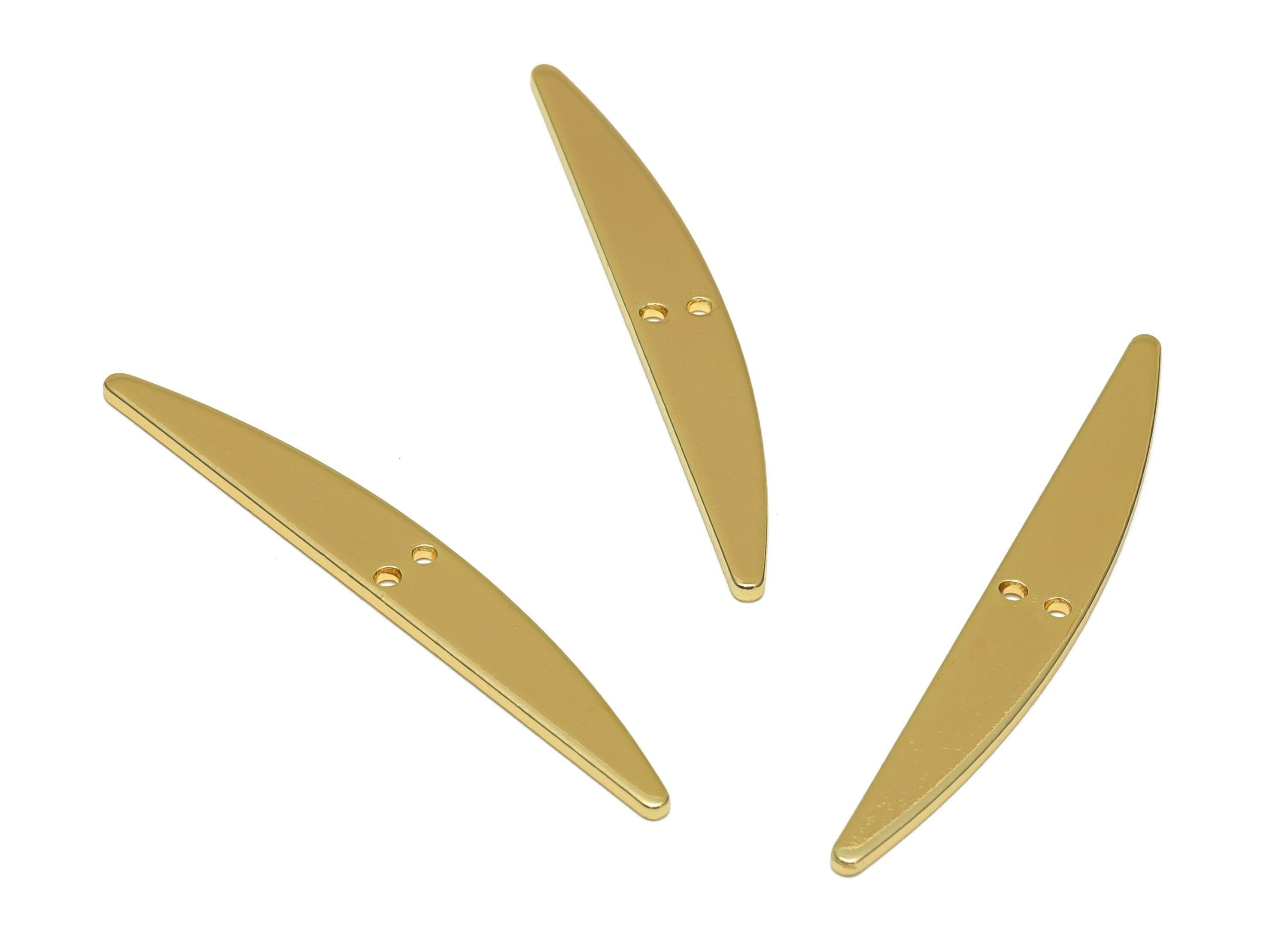 Brass Arc Bar Charms - Arc Bar D Connector with 2 Holes - Brass Connector - Jewelry Supplies- 18K Real Gold Plated - 43x5x1mm - RGP6711 - DOMEDBAZAAR