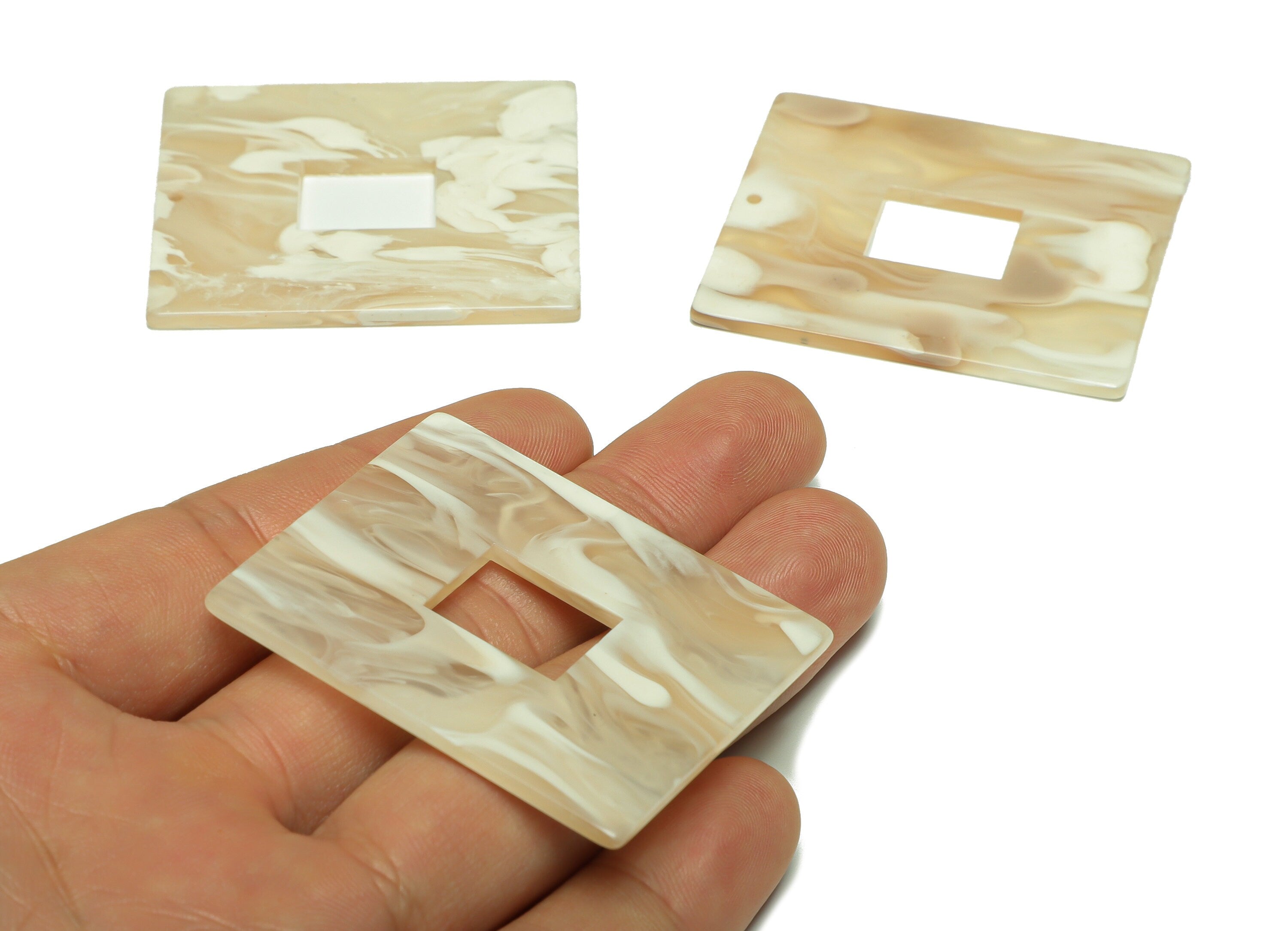 Acrylic Rectangle Charm - Big Rectangle Earring Charm - Acrylic Earring Charm - Jewelry Making - Code: A966 - 49x39.83x2.47mm - AC2614-A966 - DOMEDBAZAAR