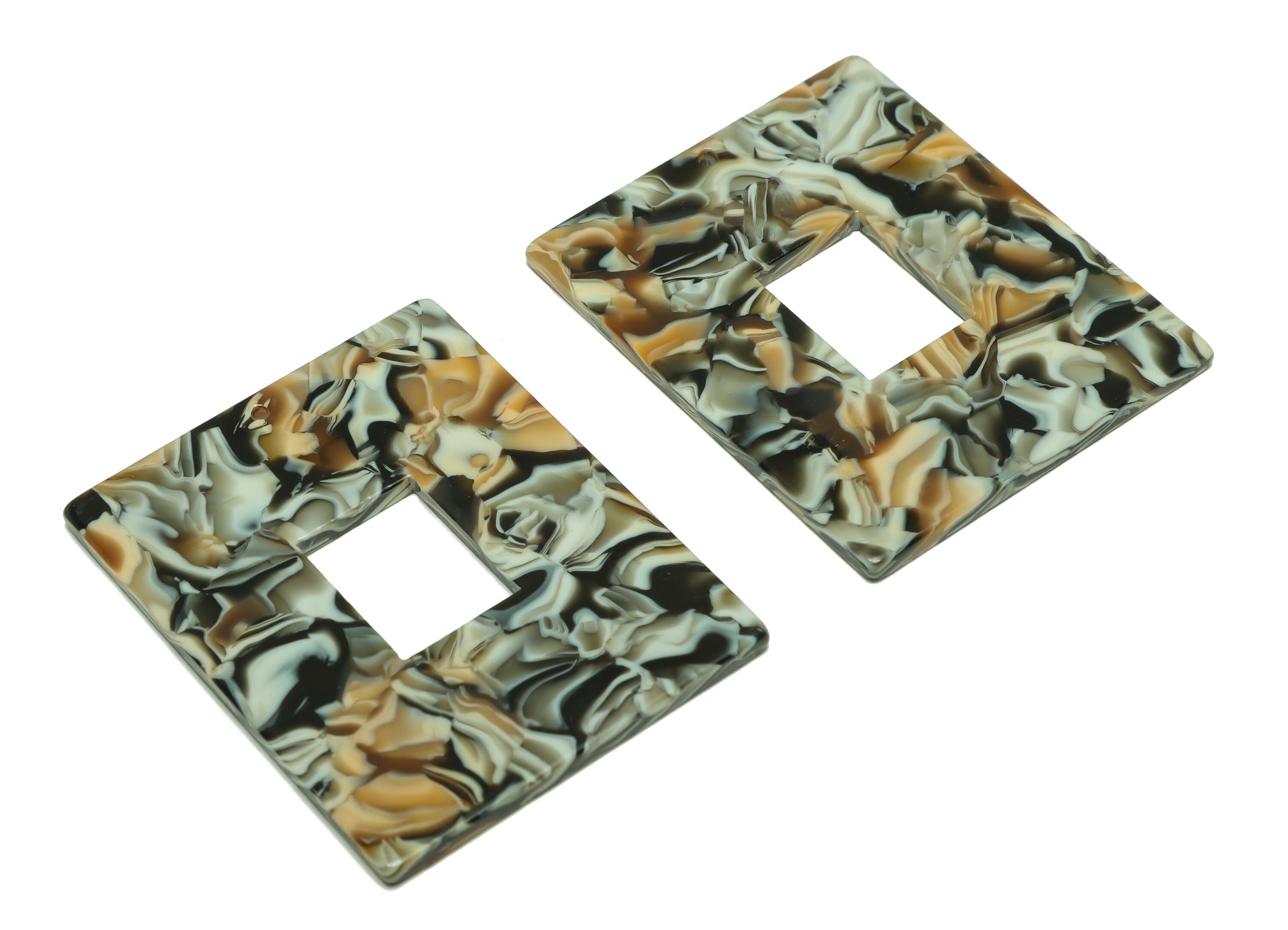 Acetate Rectangle Charm - Rectangle Mix Color Pendant - Acetate Earring Charm - Jewelry Making - Code:A508- 48.74x39.64x2.42mm - AC2614-A508 - DOMEDBAZAAR