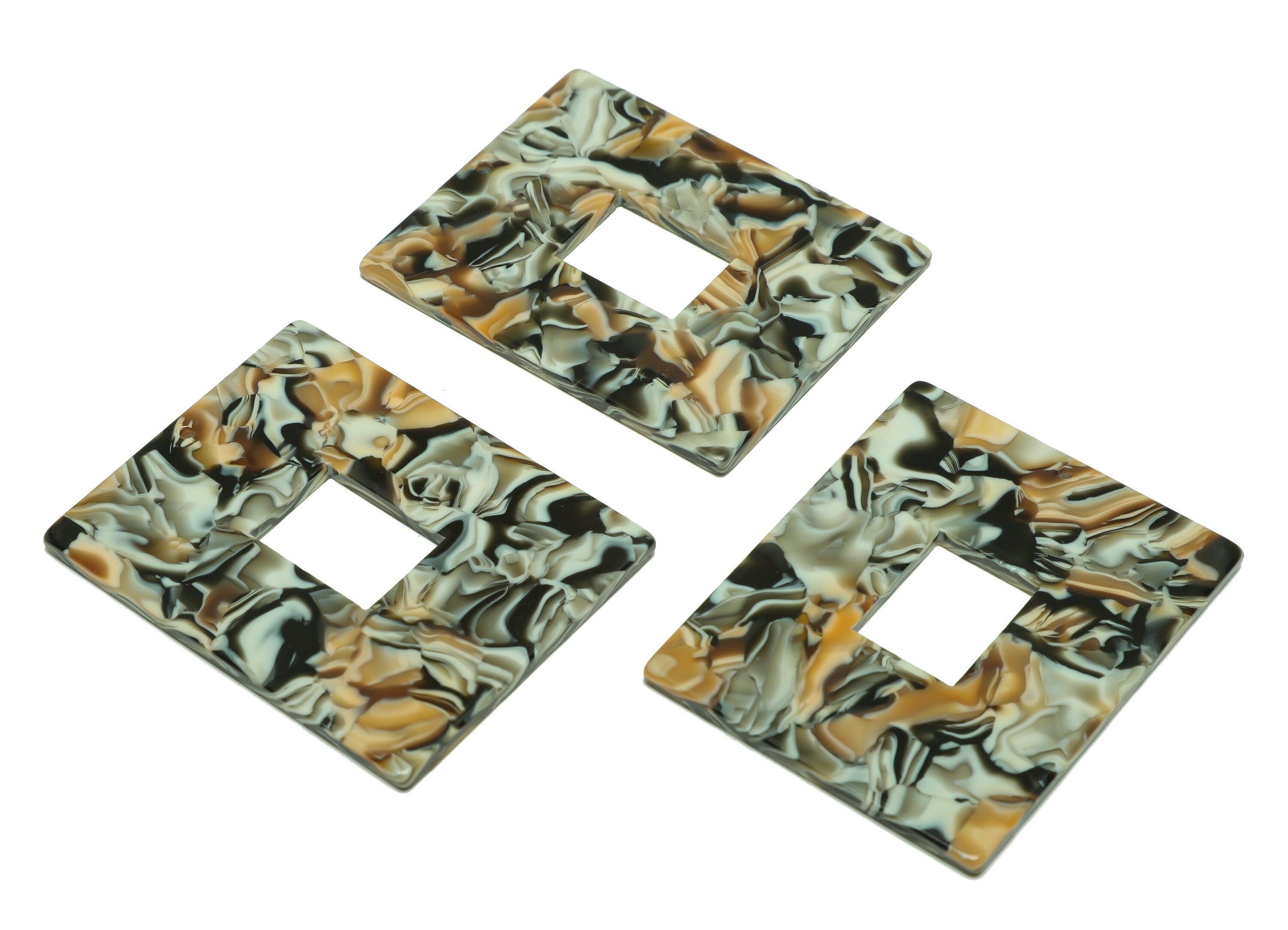 Acetate Rectangle Charm - Rectangle Mix Color Pendant - Acetate Earring Charm - Jewelry Making - Code:A508- 48.74x39.64x2.42mm - AC2614-A508 - DOMEDBAZAAR