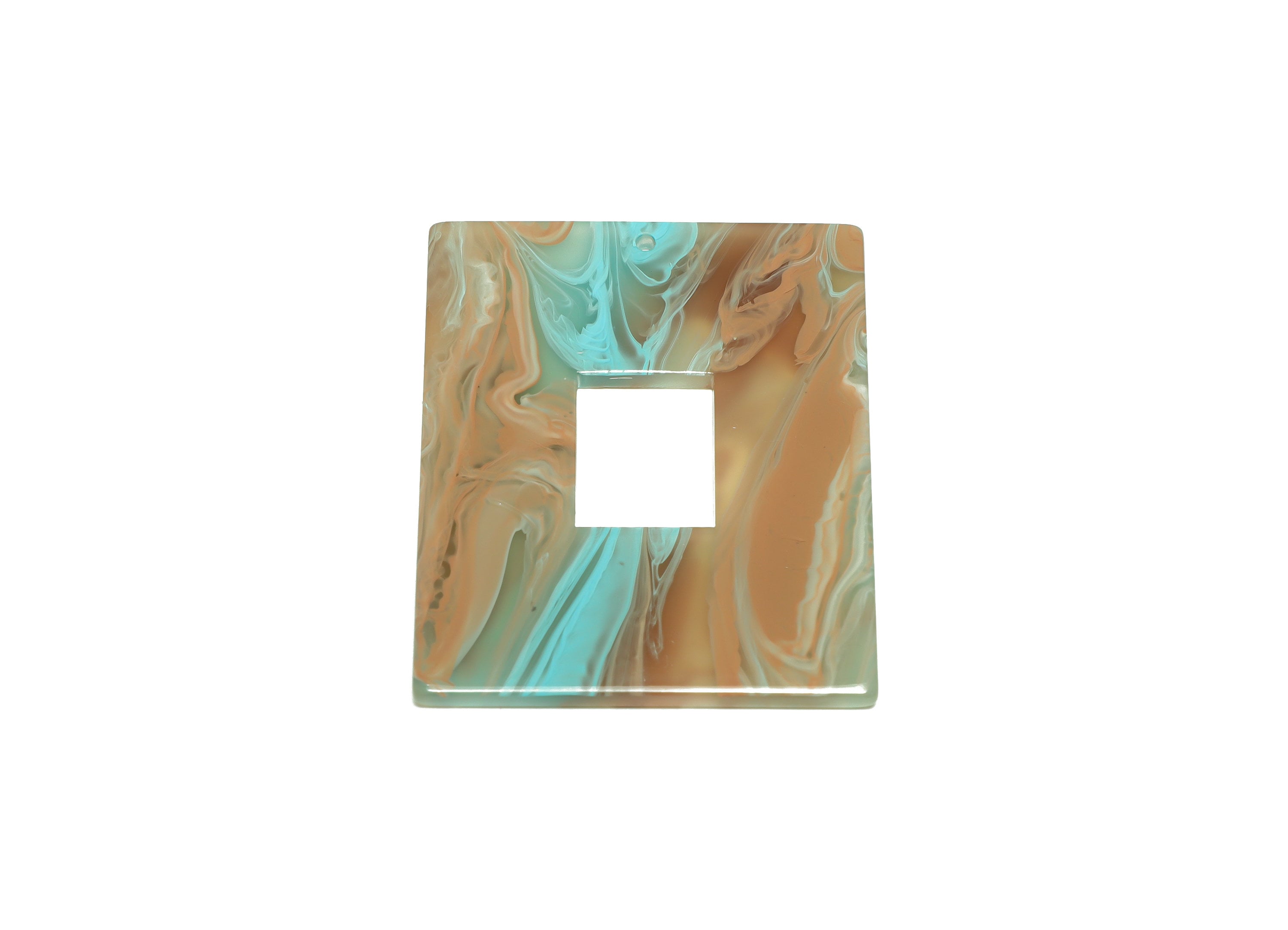 Acrylic Rectangle Charm - Rectangle Rainbow Pendant - Acrylic Earring Charm - Marbling Pattern - Code:A951 - 48.81x39.54x2.4mm - AC2614-A951 - DOMEDBAZAAR