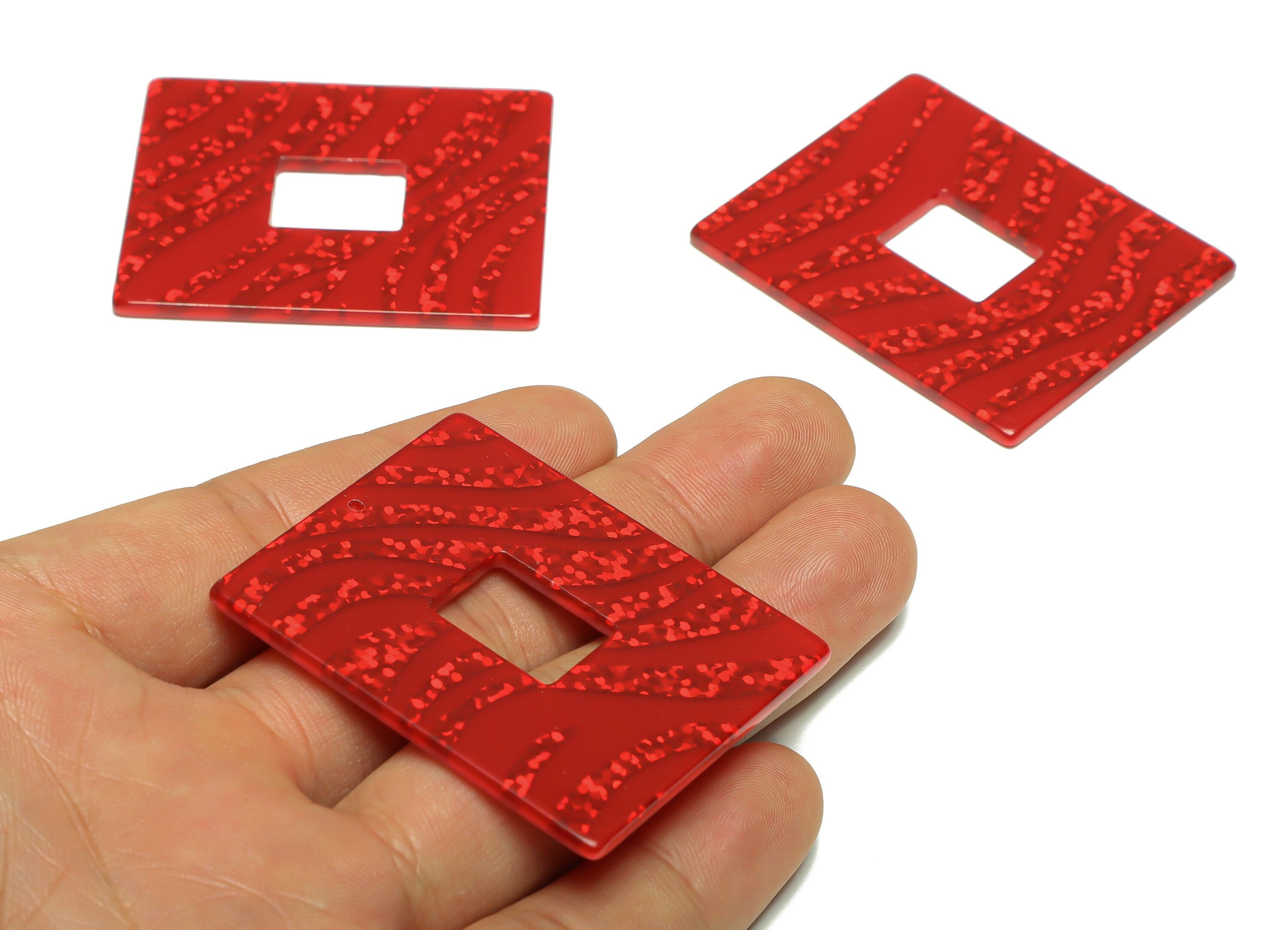 PVC Rectangle Charm - Rectangle Mix Color Pendant - PVC Earring Charm - Jewelry Making - Code:A930 - 49x40x 2.42mm - AC2614-A930 - DOMEDBAZAAR