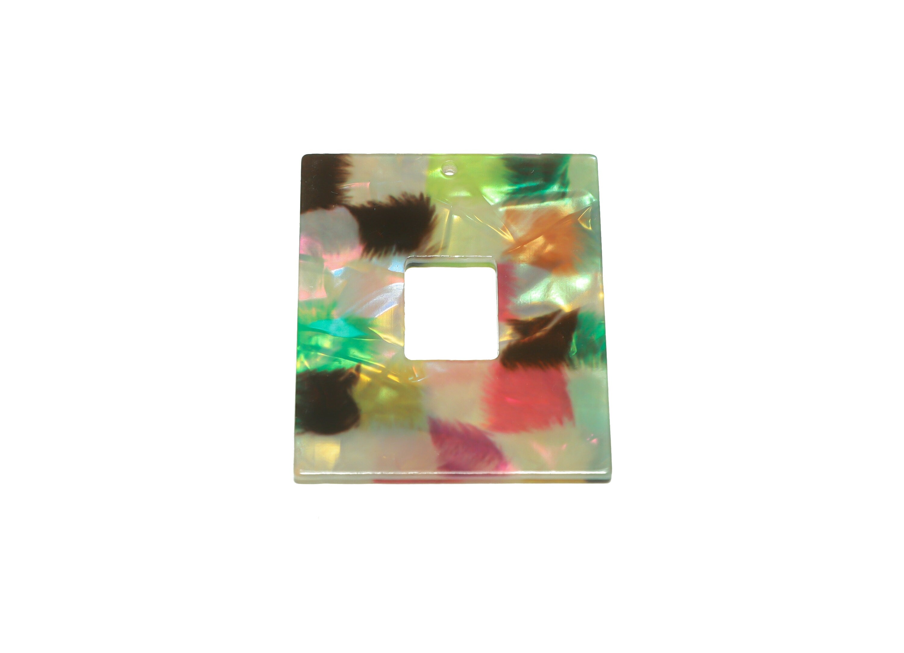 PVC Rectangle Charm - Rectangle Mix Color Pendant - PVC Earring Charm - Jewelry Making - Code:A934 - 49.37x40.09x2.5mm - AC2614-A934 - DOMEDBAZAAR