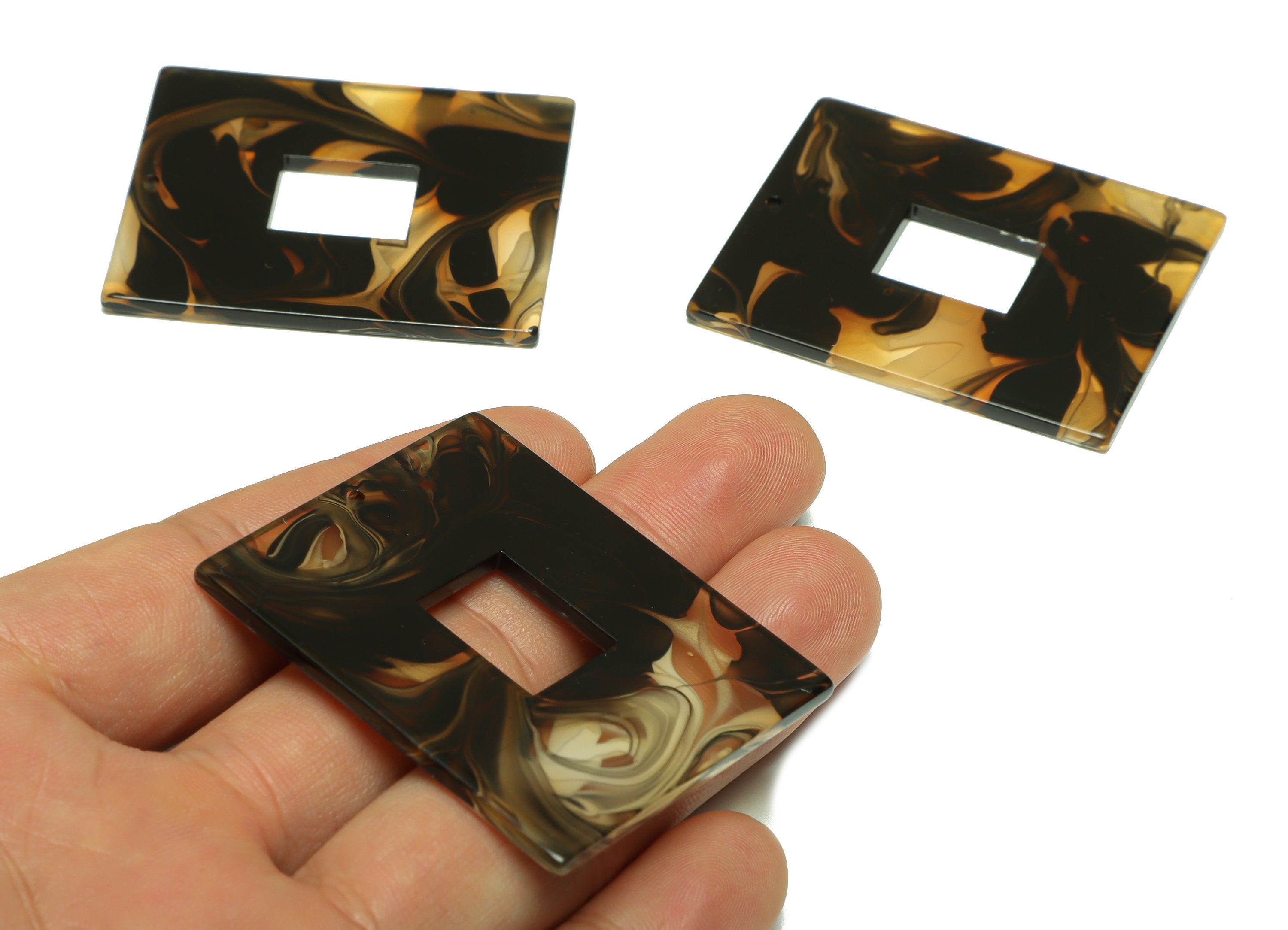 Acrylic Rectangle Charm - Rectangle Mix Color Pendant - Acrylic Earring Charm - Jewelry Making - Code:A931 - 48.86x39x 2.25mm - AC2614-A931 - DOMEDBAZAAR